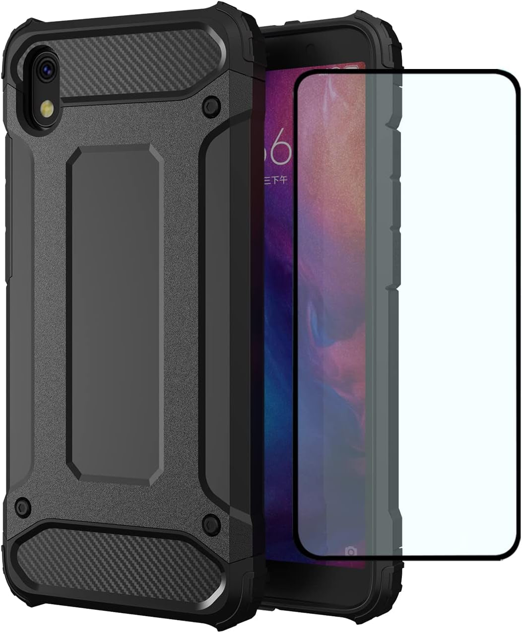 DFTCVBN Phone Case for Redmi 7A Case, MZB7995IN Case with HD Screen Protector, Dual Layer Protective Slim Hybrid Cell Phone Cover Shockproof Cases for Xiaomi Redmi 7A Black  DFTCVBN   