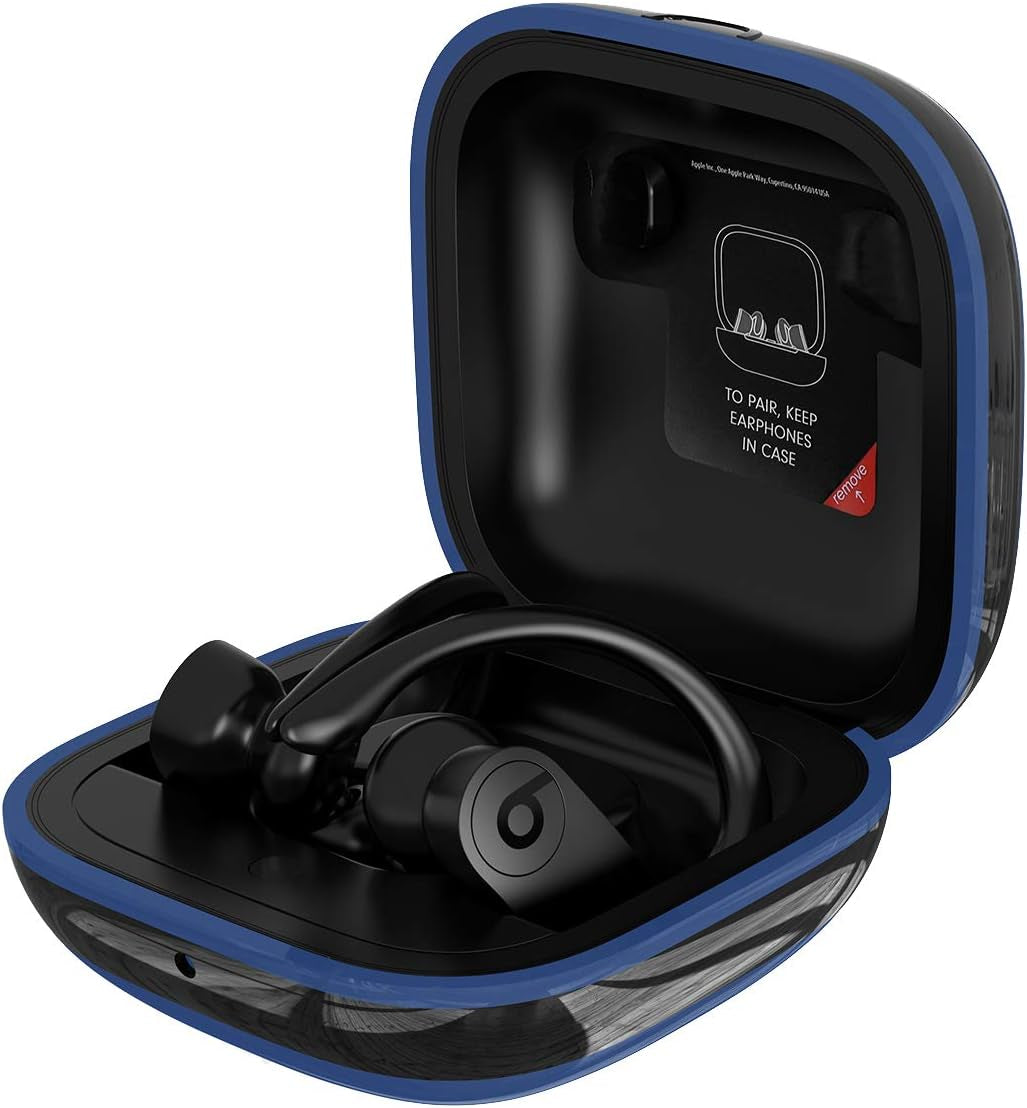 Compatible with Powerbeats Pro Case Cover, Anti-Lost and Shock-Proof Easy-To-Carry Durable Silicone Protective Case Skin for 2019 Latest Beats Powerbeats Pro (Burgundy)  meiyasy Black Edge-Midnight Blue Black Edge 