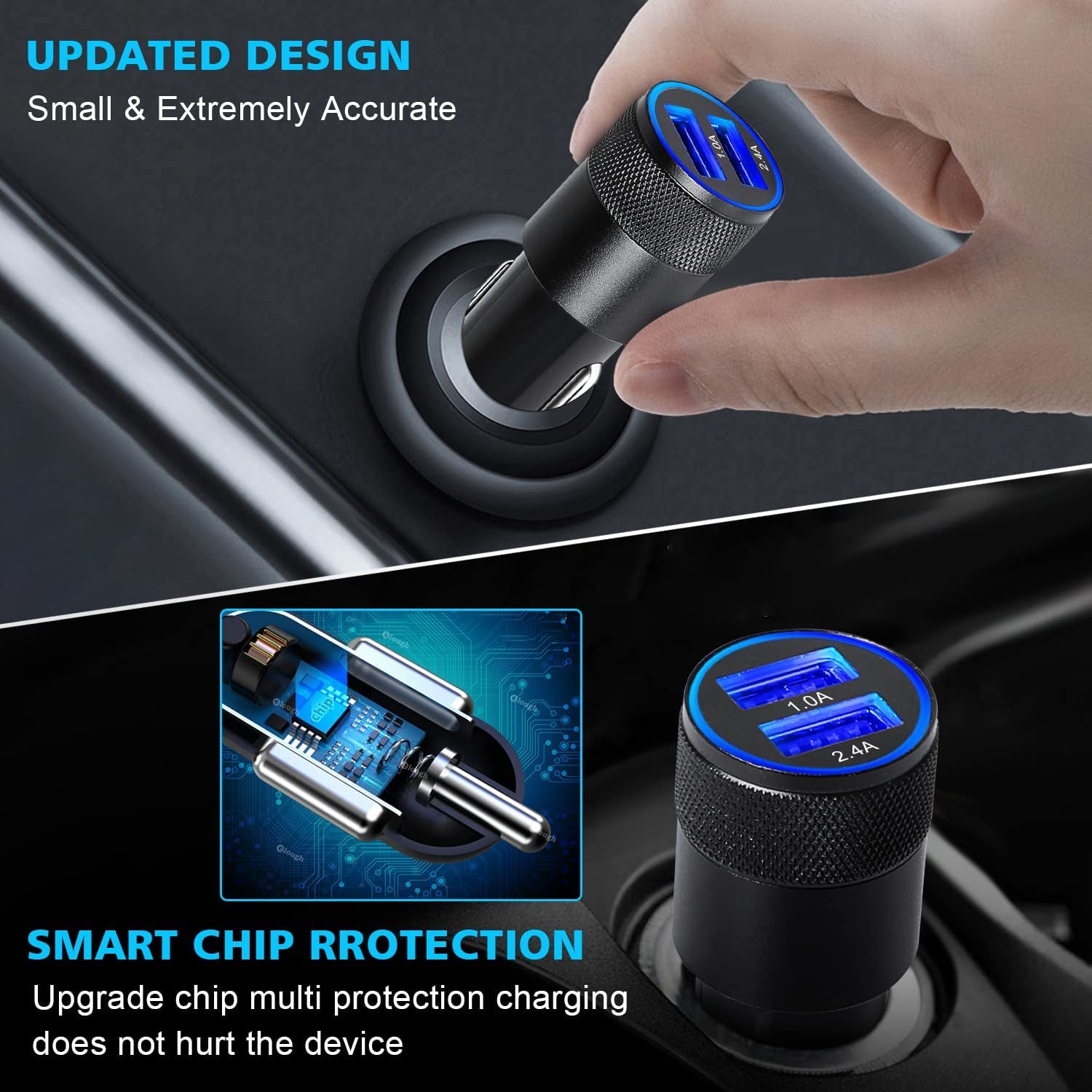 2 Pack Car Charger, 3.4A Fast Charge Dual Port USB Cargador Carro Lighter Adapter for Iphone 14 13 12 11 Pro Max X XR XS 8 plus 6S, Ipad, Samsung Galaxy S22 S21 S10 plus S7 J7 S10E S9 Note 8, LG  Ouzorp   