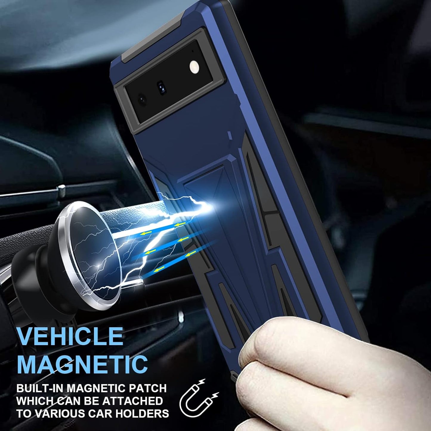 Aicase Compatible with Google Pixel 6 Case (2021) Kickstand with Car Magnetic Heavy Duty Military Grade Protection Shockproof Protective Cover for Google Pixel 6  AICase   
