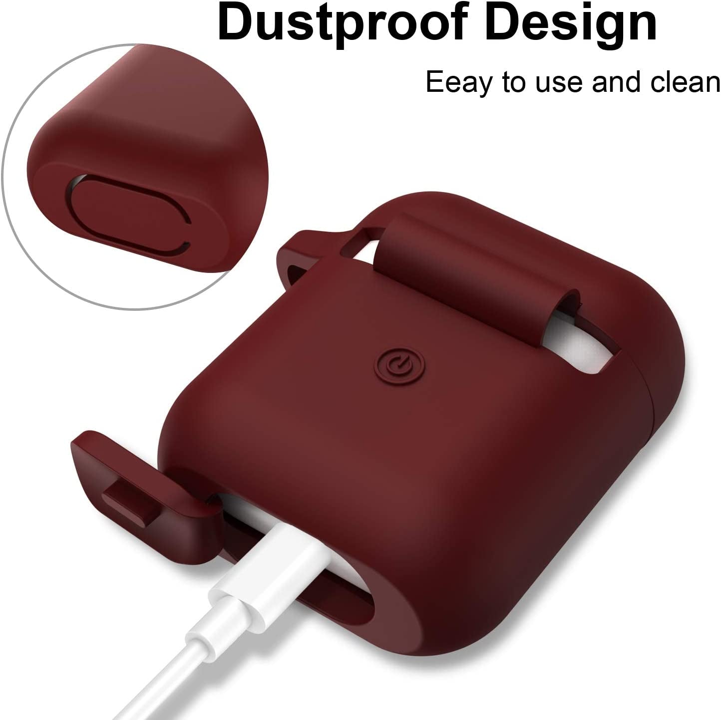 SATLITOG Airpods Case Cover with Secure Lock Keychain, Protective Silicone Cover Compatible with Apple Airpods 2Nd & 1St Charging Case - Burgundy  SATLITOG   