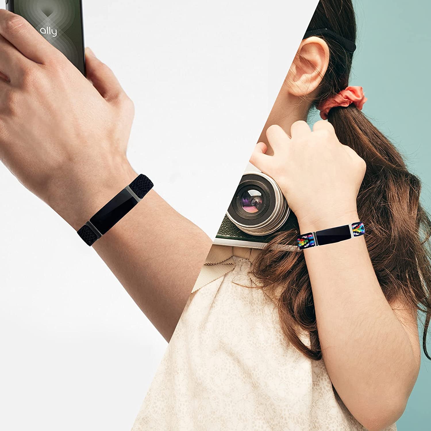 3 Pack Adjustable Fitbit Inspire 2 Bands, Compatible with Fitbit Inspire 2 / Inspire Hr/Inspire, Soft Loop Nylon Fabric Breathable Stretchy Replacement Straps for Women/Men  POHNUI   