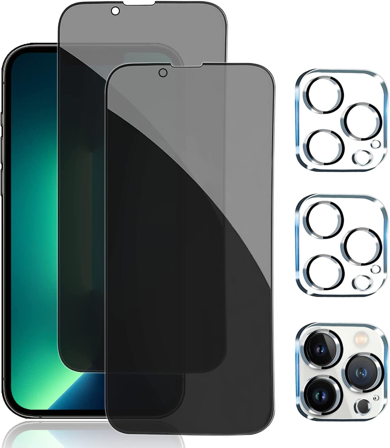 Pehael [2+2 Pack] Iphone 13 Pro Privacy Screen Protector with Camera Lens Protector Full Coverage Anti-Spy Tempered Glass Film 9H Hardness Upgrade Edge Protection Easy Installation Bubble Free [6.1 Inch]  pehael   