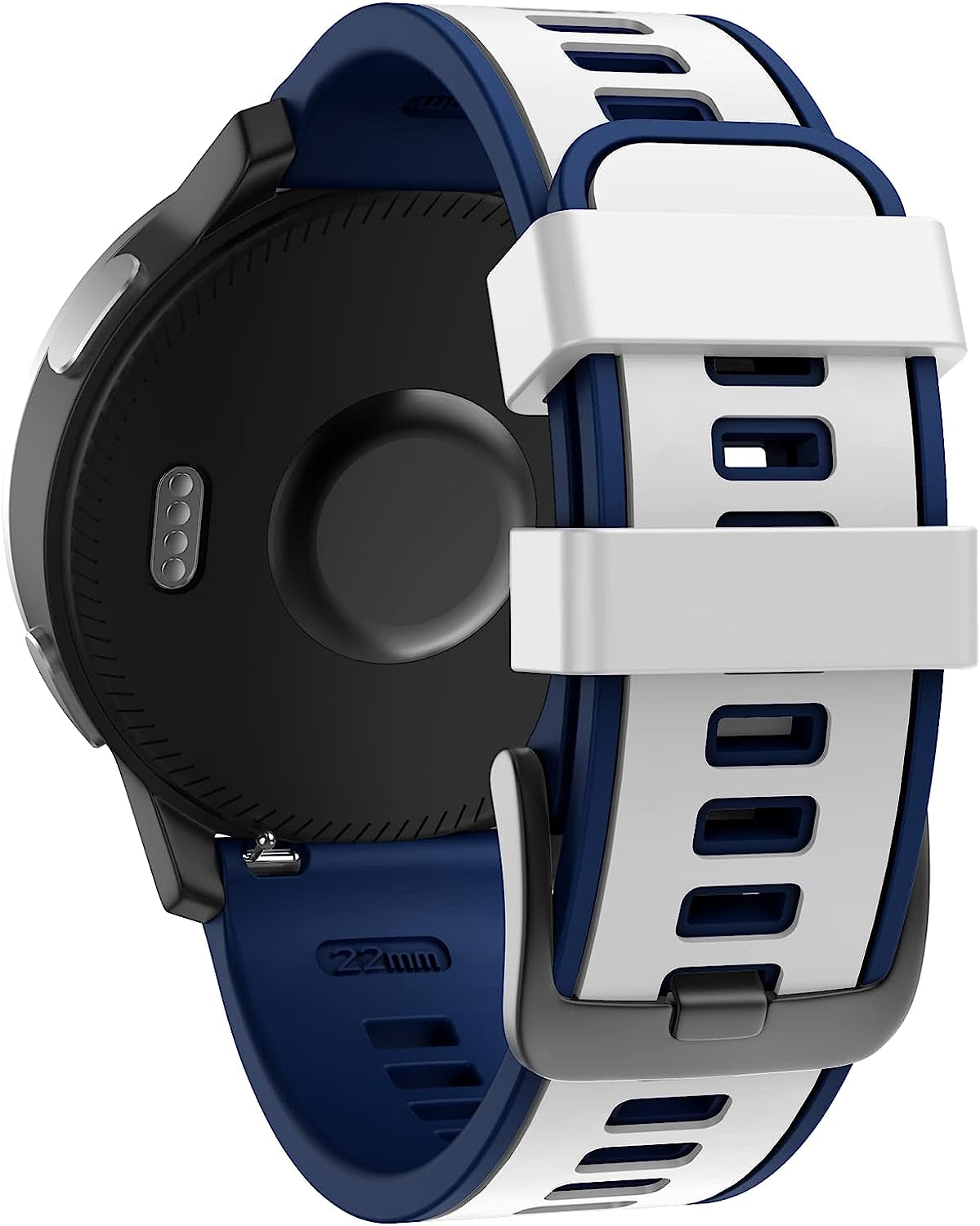 ISABAKE Bands for Compatible with Garmin Vivoactive 4/ Samsung Galaxy Watch 46Mm, 22Mm Silicone Band for Ticwatch Pro S2//E2/Venu 2/Samsung Gear S3 Classic/Samsung Gear S3 Frontier/ Huawei GT Smartwatch  Isabake White Dark Blue 22MM 