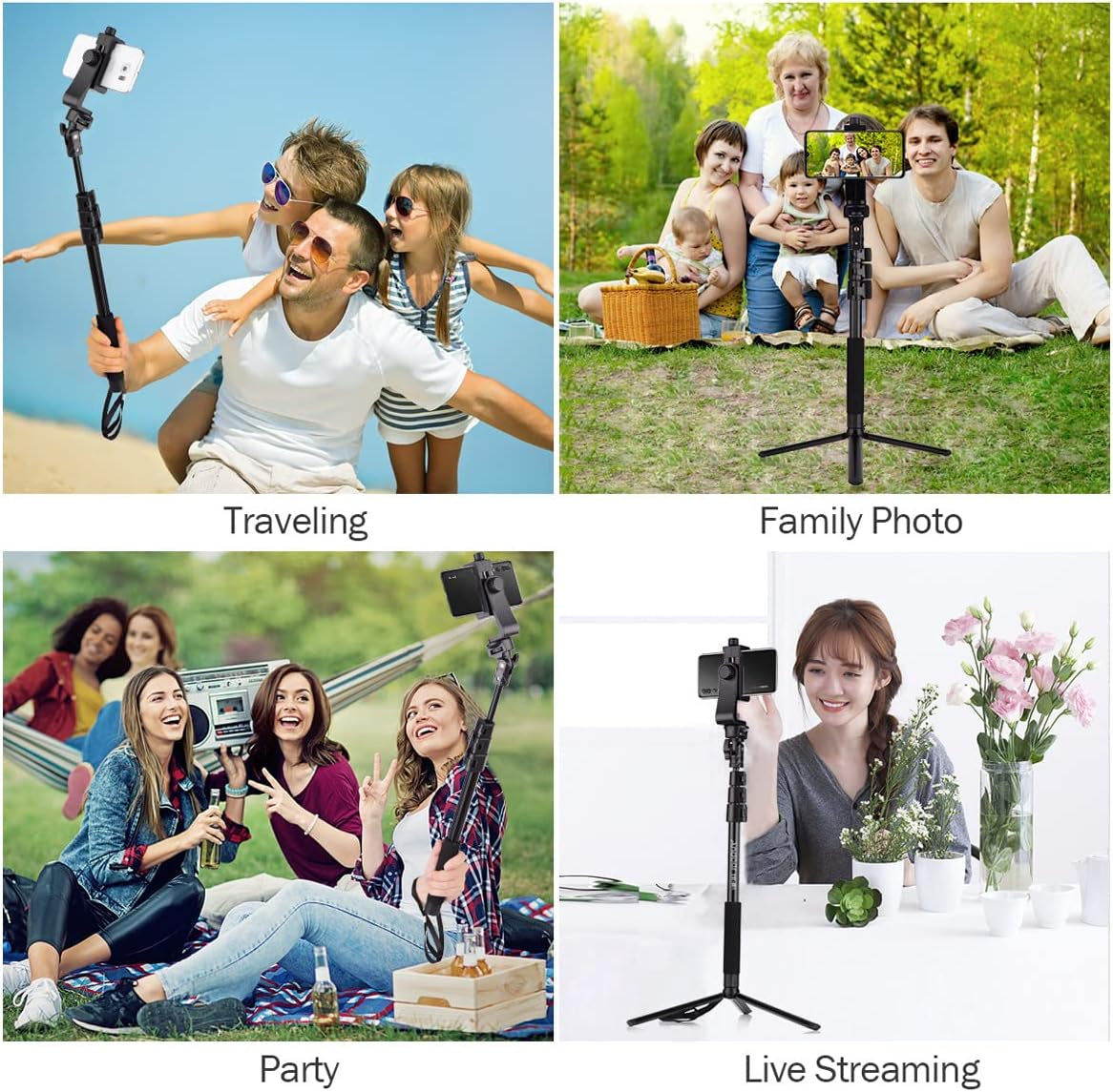 Andoer 54-Inch Selfie Stick Extendable Tripod Stand Aluminum Alloy with Detachable Desktop Tripod Phone Holder Sports Camera Mount Adapter Remote Shutter Compatible with Iphone and Android Phones  Andoer   