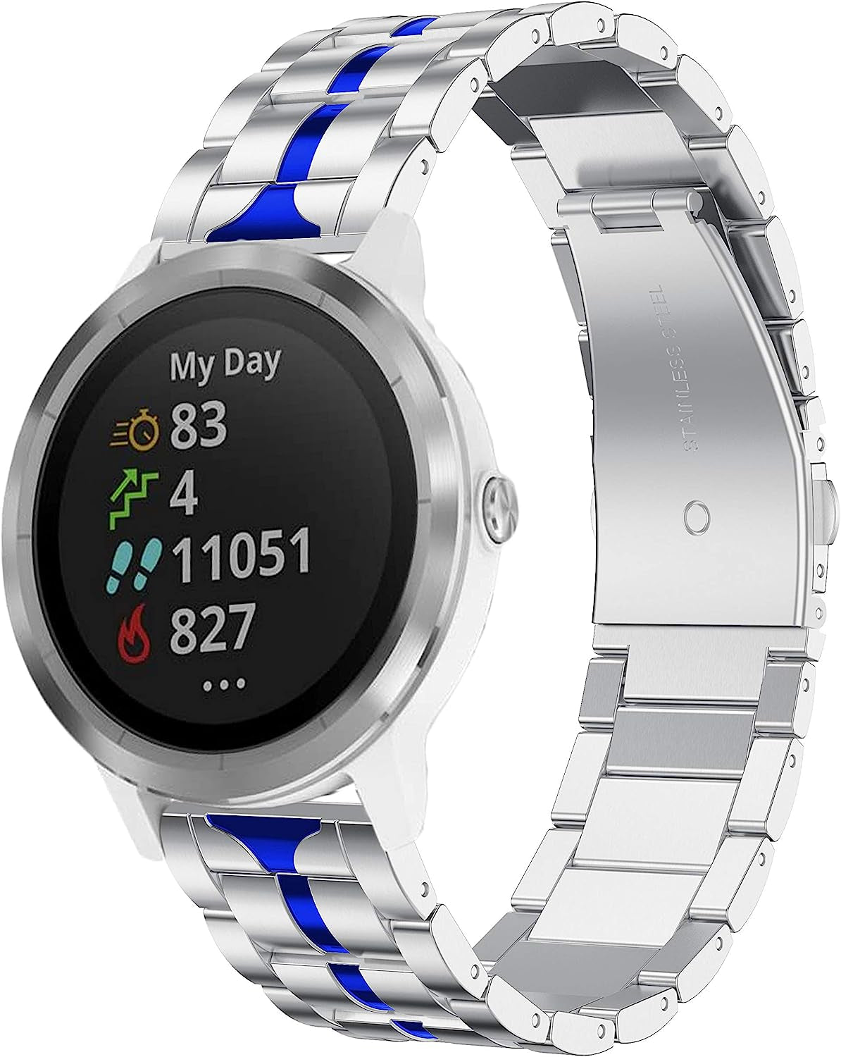 Anrir Compatible for Garmin Vivoactive 3 Band, 20Mm Quick Release Stainless Steel Band for Garmin Forerunner 645/245 Music, Garmin Venu, Garmin Vivomove 3 44Mm, Vivomove Hr/Luxe/Style 42Mm-Black&Red  Anrir Silver&Blue  