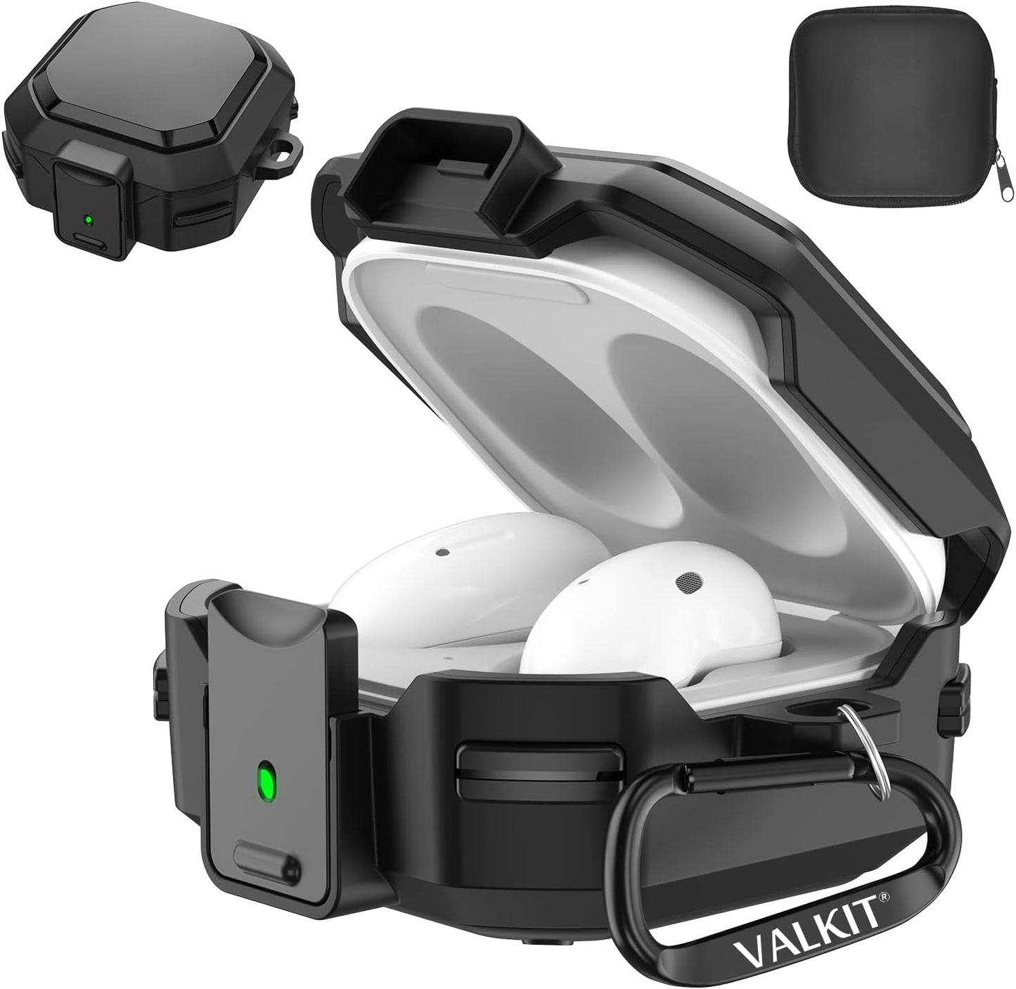 Valkit Compatible Galaxy Buds 2 Pro/Galaxy Buds 2/Galaxy Buds Pro/Buds Live Case with Lock, Full Body Protective Case for Men Women Shockproof Skin Cover for Samsung Earbuds with Keychain,Blue  VKT Black  