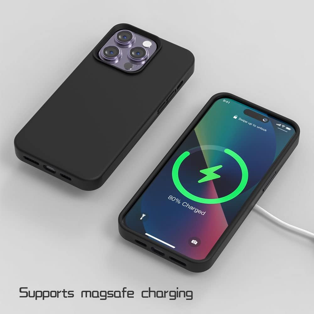 SOH Iphone 14 Pro Silicone Case 6.1 Inch Full-Body Shockproof Case with Ultra-Thin Inner Lining Compatible with Apple Iphone 14 Pro (Black)  SOH Mingying   