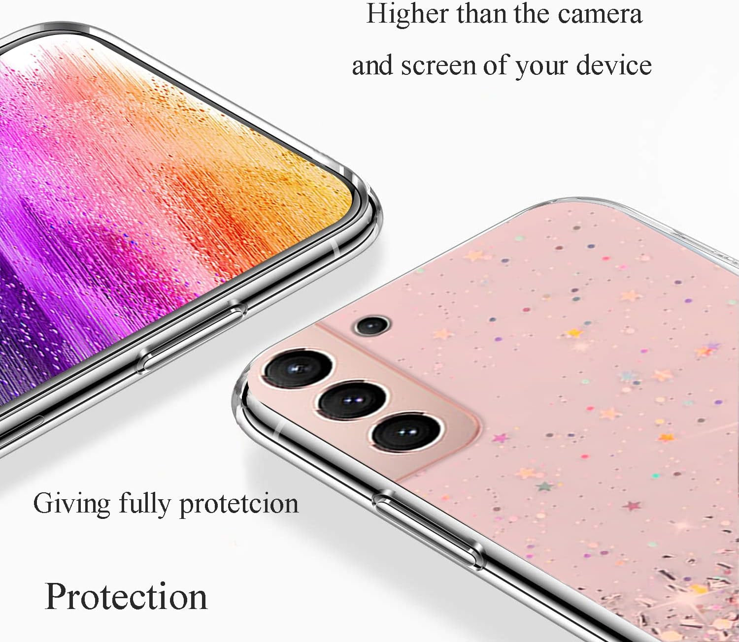 Phone Case for Samsung Galaxy S22 plus 5G Purple, Bling Bling Samsung S22 plus Case Glitter, Samsung Galaxy S22 plus Case Clear Silicone Anti-Scratch (Samsung S22 plus 5G, Pink)  Generic   