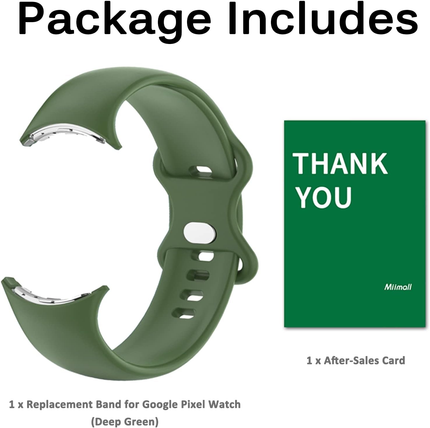 Miimall Compatible for Google Pixel Watch Band Silicone, Flexible Quick Fit Strap for Women Men, Breathable Lightweight Replacement Band Strap for Google Pixel Watch(Deep Green)  Miimall   