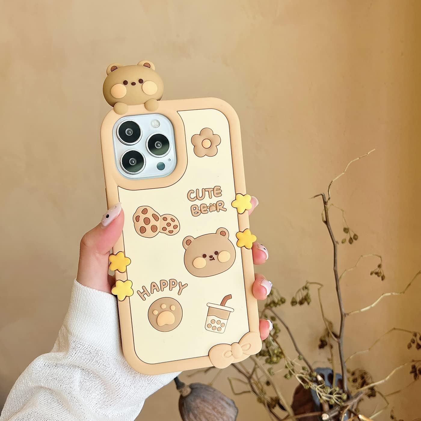 YAKVOOK Kawaii Phone Cases for Iphone 12/12 Pro,Cute Cartoon Cookies Bear Phone Case with Bubble Tea Phone Case 3D Iphone 12/12 Pro Case Soft Silicone Shockproof Cover for Women Girls  Yatchen   