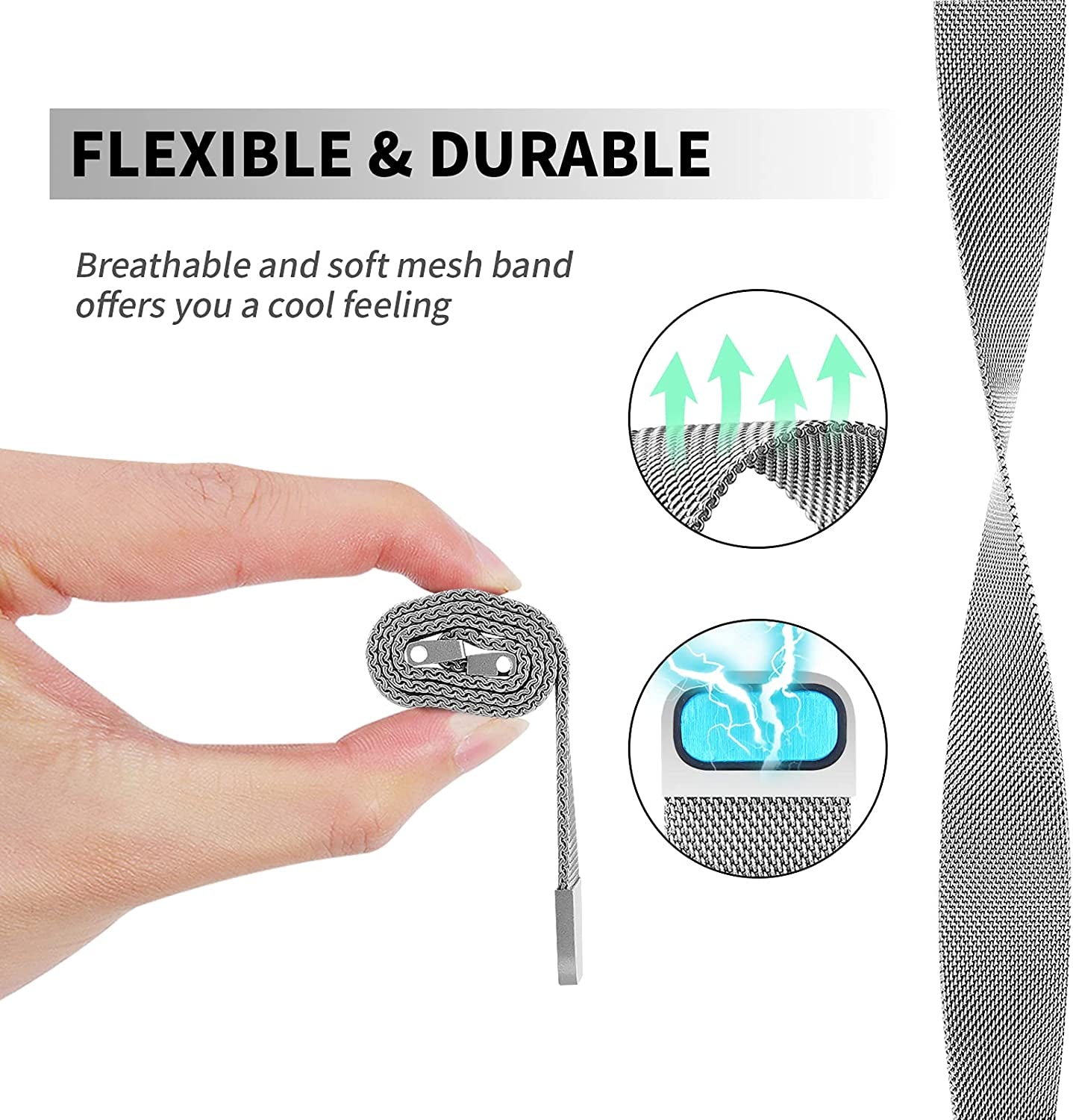 Vomulato Magnetic Bands Compatible with Samsung Galaxy Watch 5/4 40Mm 44Mm,Galaxy Watch 5 Pro 45Mm, Galaxy Watch 4 Classic 42Mm 46Mm, Galaxy Watch 3 41Mm ,Galaxy Active 2/ Active, 20Mm Adjustable Replacement Metal Wristband for Women Men  Vomulato   