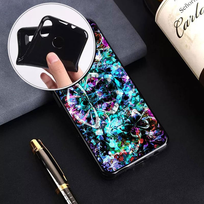 WIMSPEED Black Soft TPU Bumper Phone Case for Sony Xperia 5 V (6.1") with 1 X Tempered Glass Screen Protector, Slim Silicone Shockproof Cover for Sony Xperia 5 V - Fantasy  WIMSPEED   