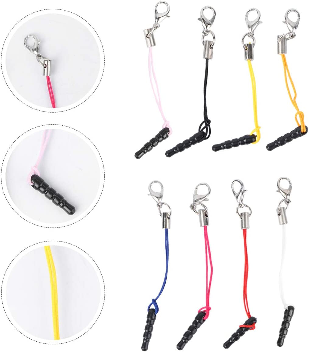 Hemobllo 15Pcs Dust Plug Charm Straps with Dust Plugs Lobster Clasps DIY Earphone Jack Accessories Cell Charms (Random Color)  Hemobllo   