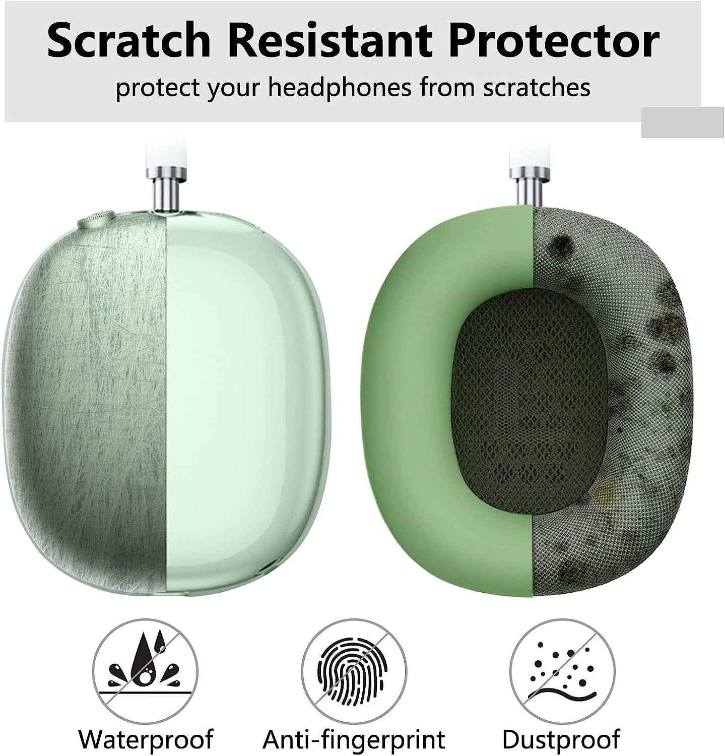 Aiaabq for Airpods Max Case Cover,Anti-Scratch Ear Pad Case Cover/Ear Cups Cover/Headband Cover for Airpods Max. Clear Soft TPU and Silicone,Skin Scratch Proof (Green)  Aiaabq   