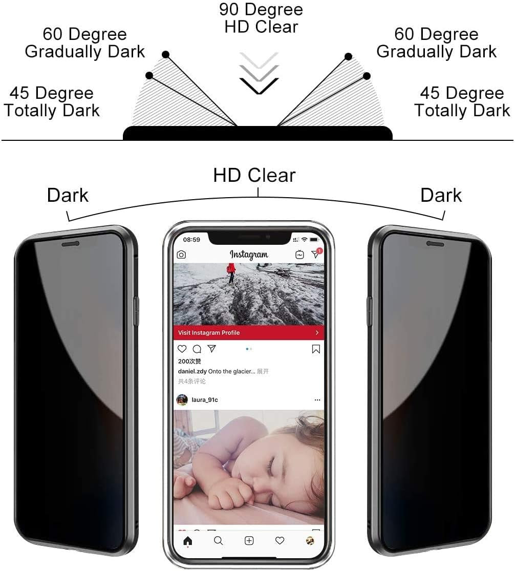 ACCREW Privacy Magnetic Case Compatible with Iphone 12 Pro Max, anti Peep Magnetic Adsorption Privacy Screen Protector Double Sided Tempered Glass Metal Bumper Frame anti Peeping Anti-Spy Phone Case  Techicon   