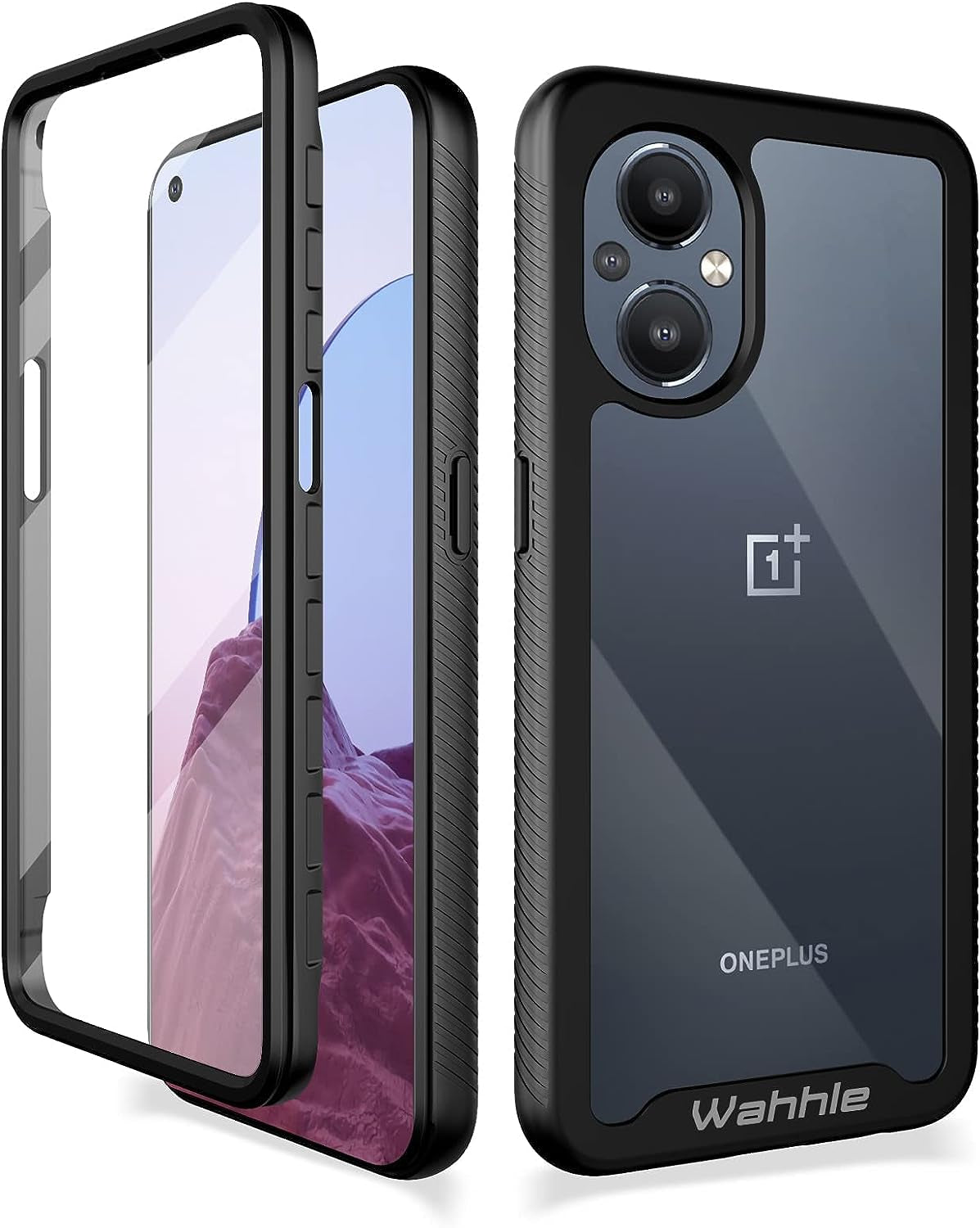 Wahhle Oneplus Nord N200 5G Case, Built in Screen Protector Full Body Shockproof Slim Fit Bumper Protective Phone Cover for 1+ Nord N200 5G Men Women-Black/Clear  wahhle Black Oneplus N20 