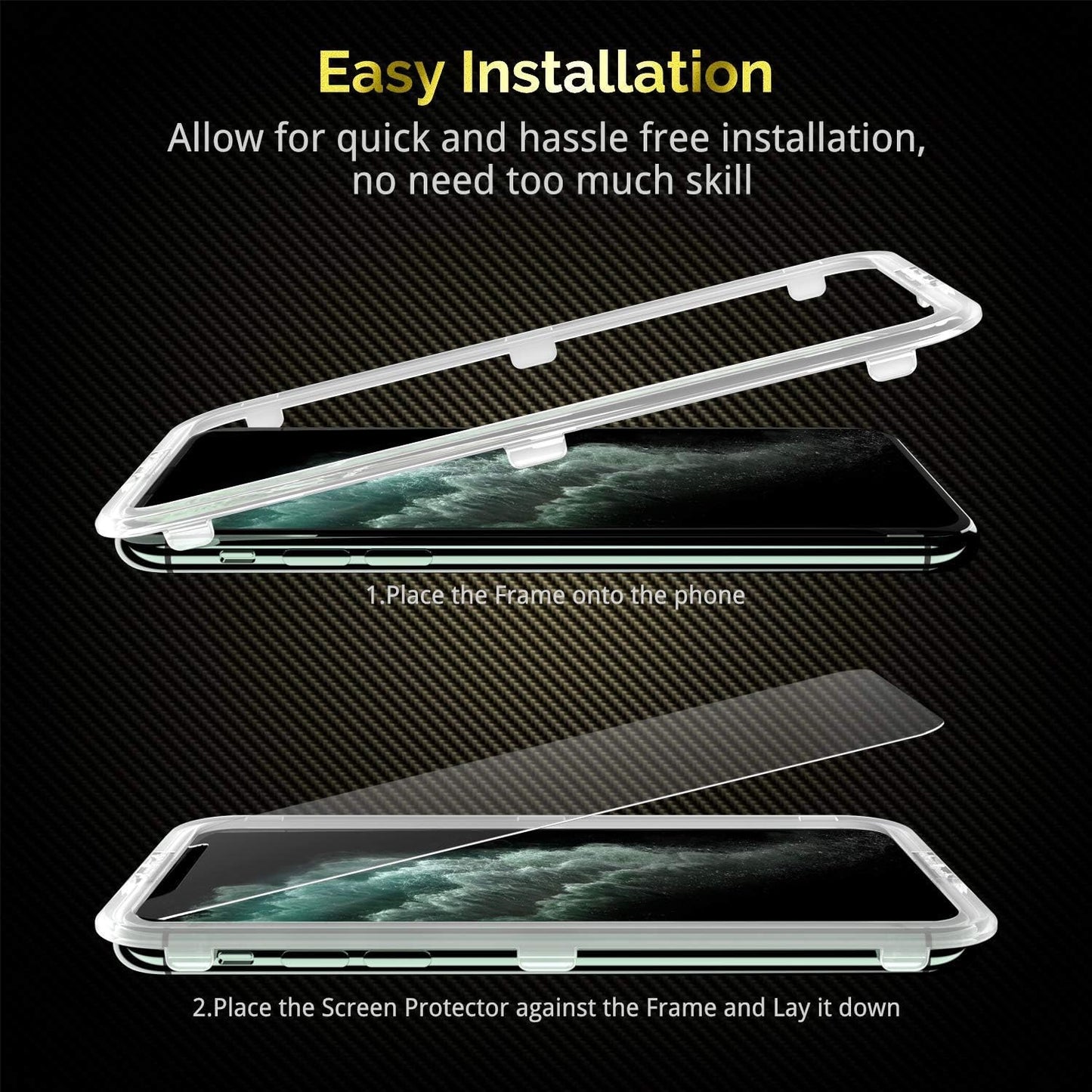 Unbreakcable Shatterproof Tempered Glass Screen Protector for Iphone 11 Pro Max/ Iphone Xs Max [2-Pack] [99.99% HD Clear] [Easy Installation Frame] [9H Hardness] [Full Coverage] [Bubble Free][ Anti-Fingerprint] for Apple 6.5''  UNBREAKcable   