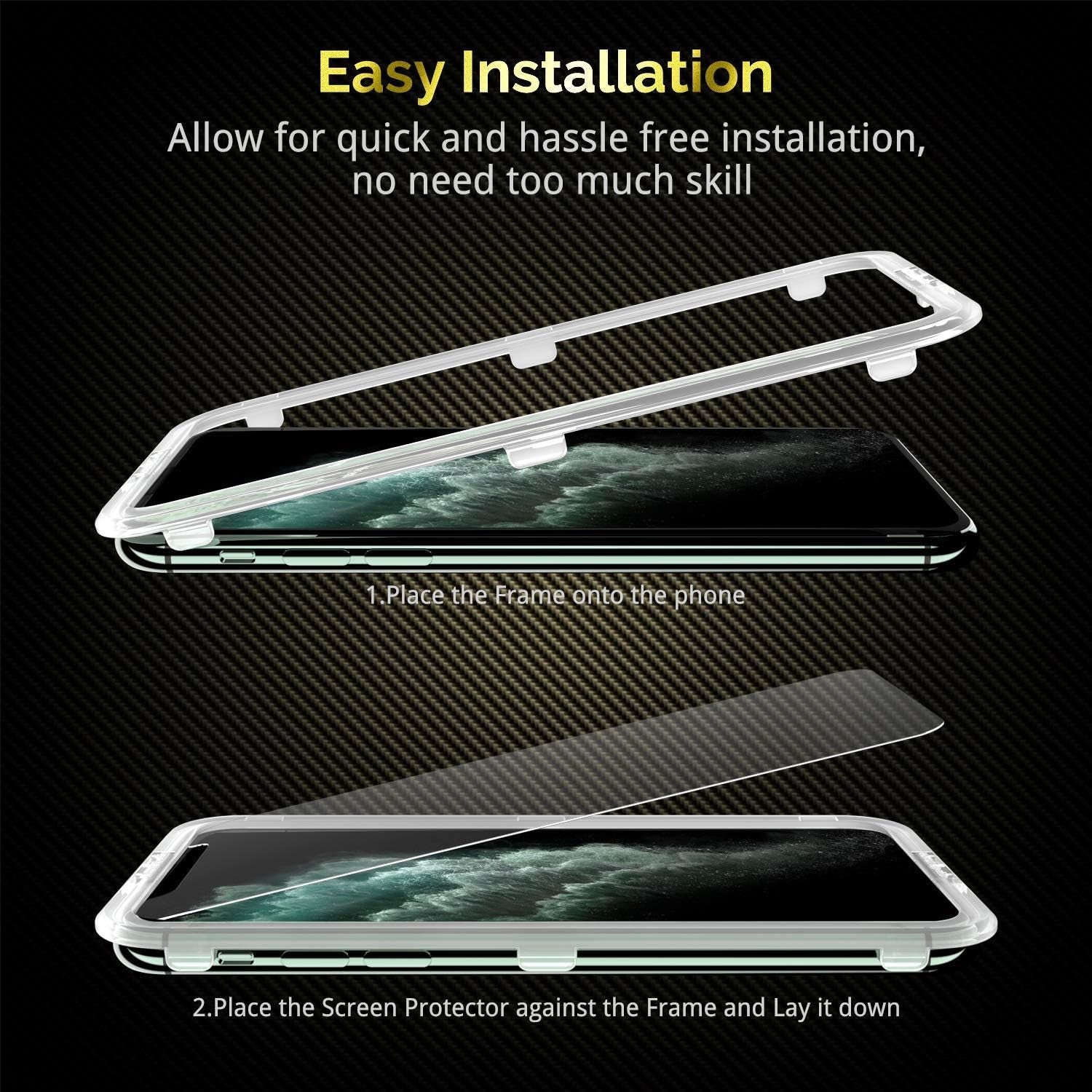 Unbreakcable Shatterproof Tempered Glass Screen Protector for Iphone 11 Pro Max/ Iphone Xs Max [2-Pack] [99.99% HD Clear] [Easy Installation Frame] [9H Hardness] [Full Coverage] [Bubble Free][ Anti-Fingerprint] for Apple 6.5''  UNBREAKcable   