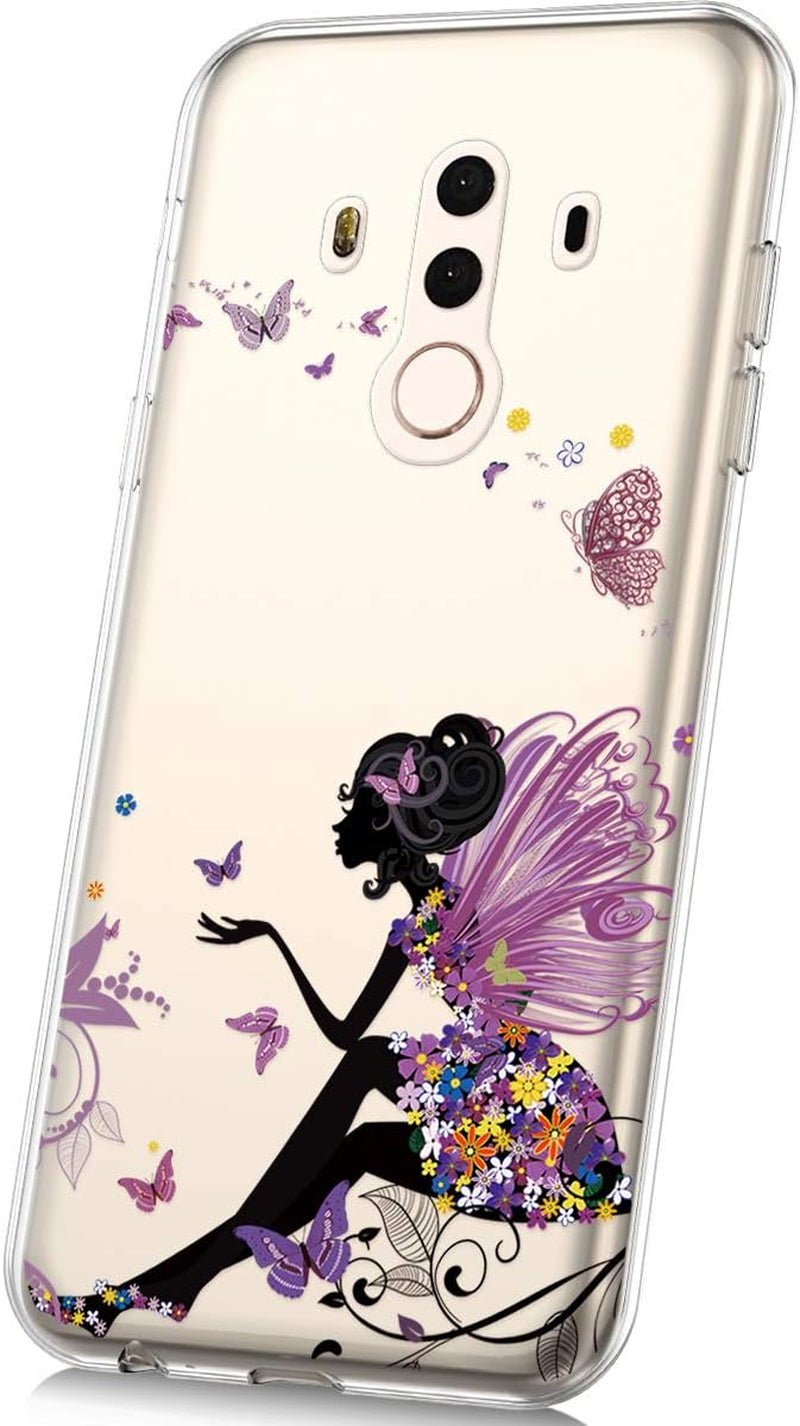 PHEZEN Case for Huawei Mate 10 Pro Case,Cute Art Design Soft Flexible Crystal Clear TPU Silicone Rubber Case Ultra Thin Transparent TPU Bumper Cover Phone Case for Huawei Mate 10 Pro,Blue Dreamcatcher  PHEZEN Angel Butterly Gilr  