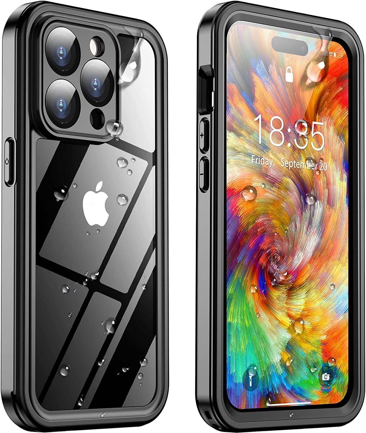 Temdan [Real 360 for Iphone 13 Case Waterproof, Built-In 9H Tempered Glass Camera Lens & Screen Protection [12FT Military Dropproof][Full-Body Shockproof][Dustproof][Ip68 Underwater]-6.1 Inch Black  Temdan   