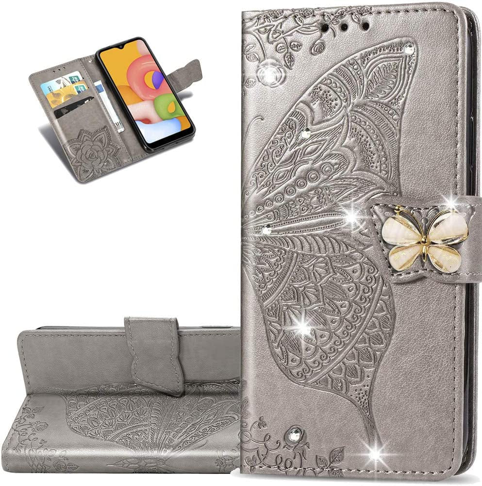 LEMAXELERS LG G7 Thinq Case Bling Diamond Butterfly Embossed Wallet Flip PU Leather Magnetic Card Slots with Stand Cover for LG G7 Thinq/Lg G7 One Diamond Butterfly Blue SD  LEMAXELERS Diamond Butterfly 4  