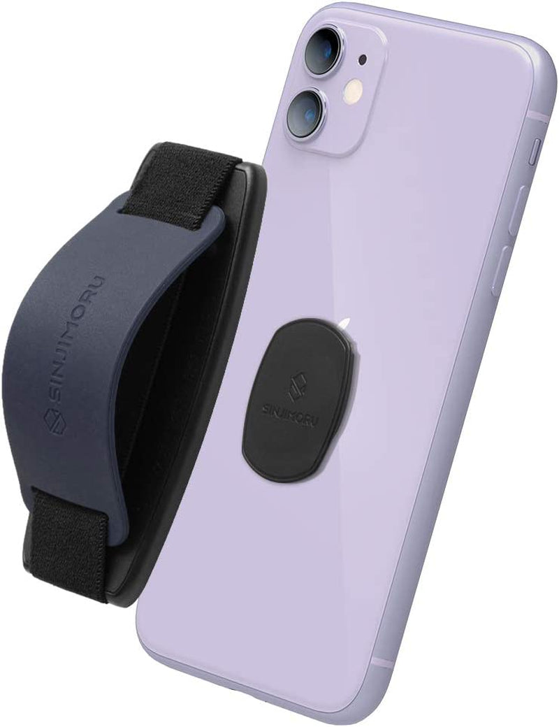 Sinjimoru Detachable Phone Grip Kickstand for Wireless Charging Compatible Phone Finger Holder for Iphone 12 & Smartphones. Sinji Mount S-Grip Black  Sinjimoru Co. Ltd Navy  