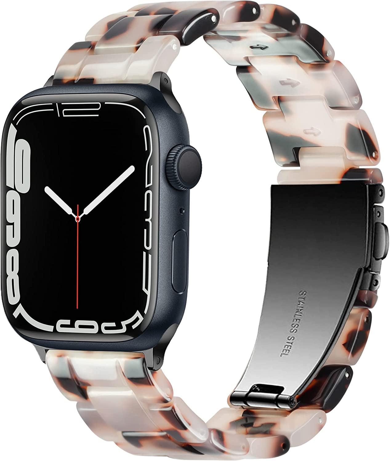 Vamyzji Compatible with Apple Watch Band 41Mm 40Mm 38Mm or 49Mm 45Mm 44Mm 42Mm, Light Waterproof Easy Adjustable Resin Replacement Iwatch Band for Apple Watch Ultra Series 8 Series 7 6 SE 5 4 3 2 1  Vamyzji A-Tortoise flower for black 41mm/40mm/38mm 