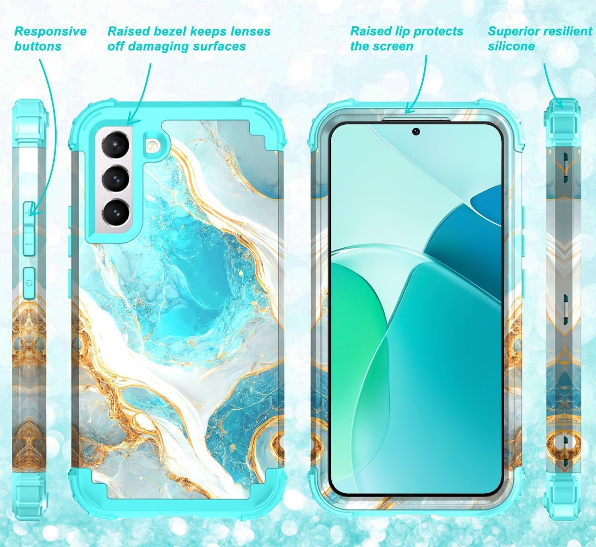 Hocase for Galaxy S22 plus Case, Heavy Duty Shockproof Soft Silicone Rubber Bumper+Hard Plastic Hybrid Protective Case for Samsung Galaxy S22 plus 5G (6.6-Inch Display) 2022 - Teal  Hocase   