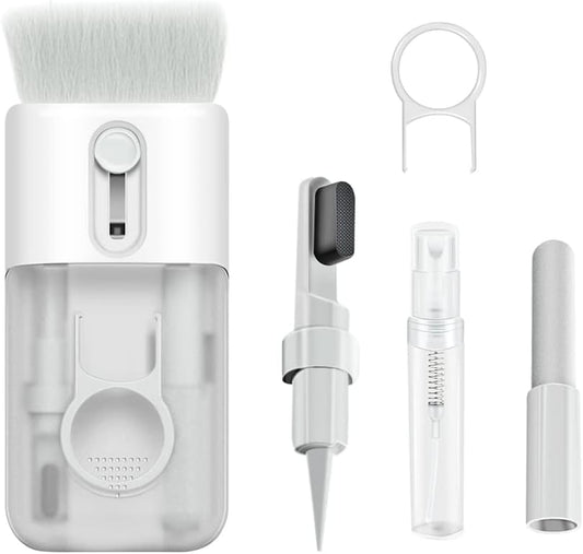 6 in 1 Keyboard Cleaner Kit Earphone Cleaner Kit with Brush Spong Pen Nibs for Electronic Cleaning Cellphone Hole Earbuds Monitor (White)  Minlebao   