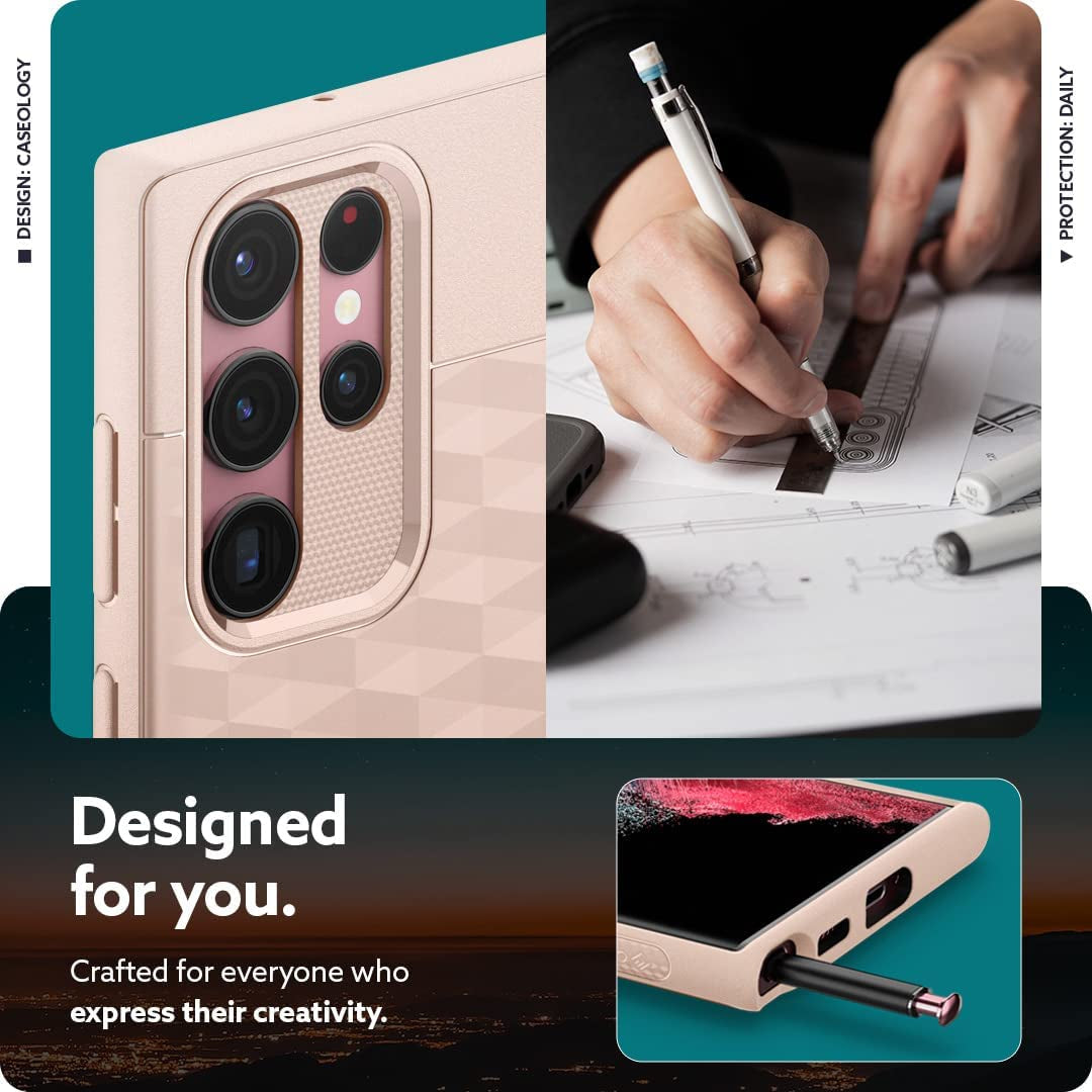 Caseology Parallax for Galaxy S22 Ultra Case Enhanced Ergonomic Design - Indi Pink  Spigen   