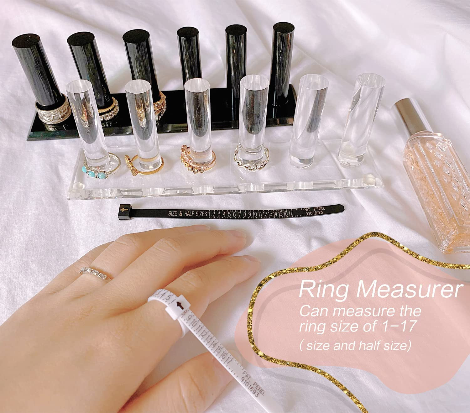 2 Pcs Hand Ring Holder Jewelry Stand, Ring Storage Holder Jewelry Display Stands Crystal Clear Acrylic Finger Ring Jewelry Ring/Wedding Ring Display Support Holder Decorative for Women Girls Room, Clear 2Pcs  N\C   