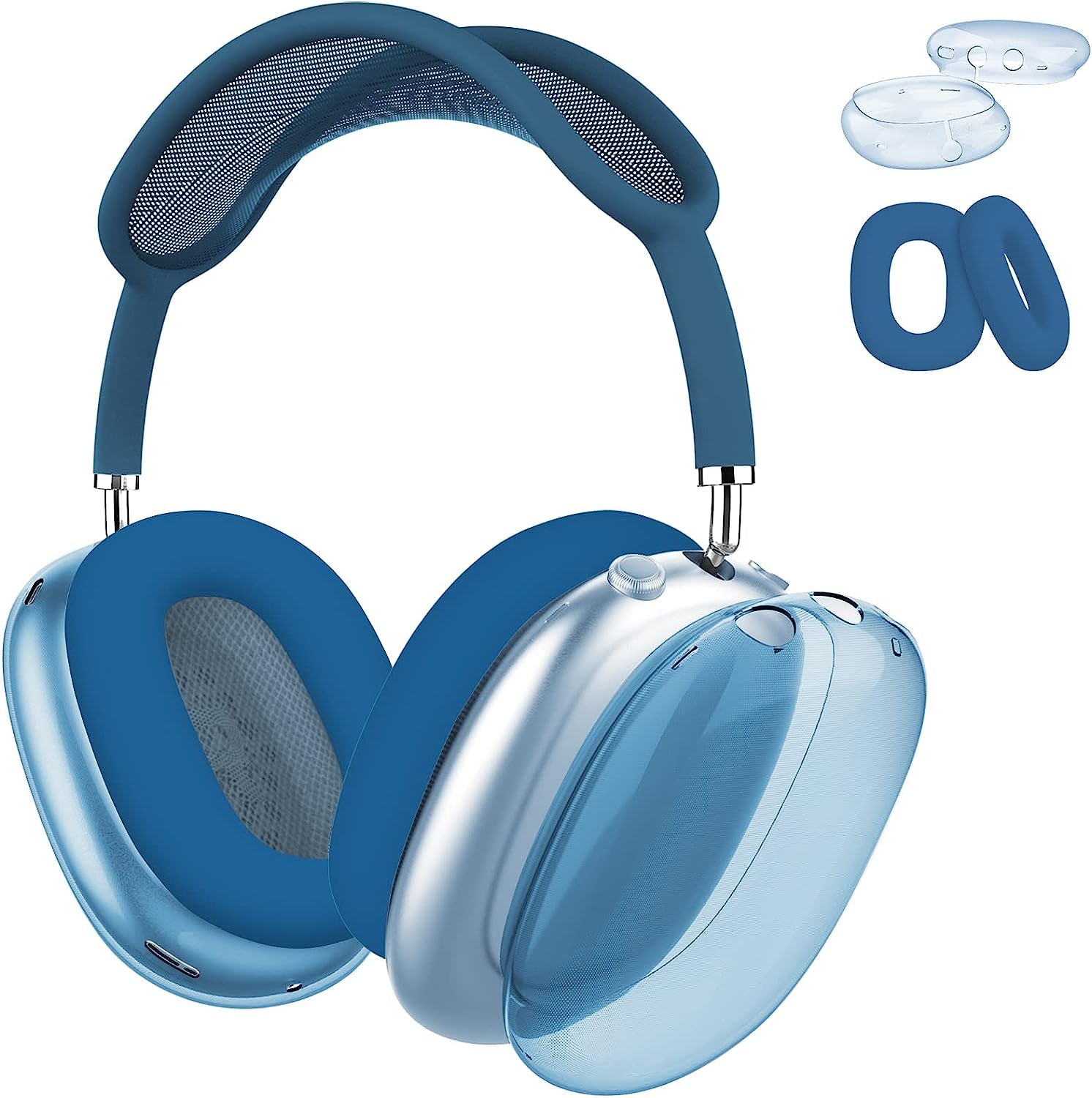 MOLOPPO for Airpods Max Case Cover, Clear Soft TPU Skin Anti-Scratch, Transparent Accessories Ultra Protective Cover for Apple Airpods Max(Clear)  MOLOPPO FG-Clear Blue+Ear Blue  