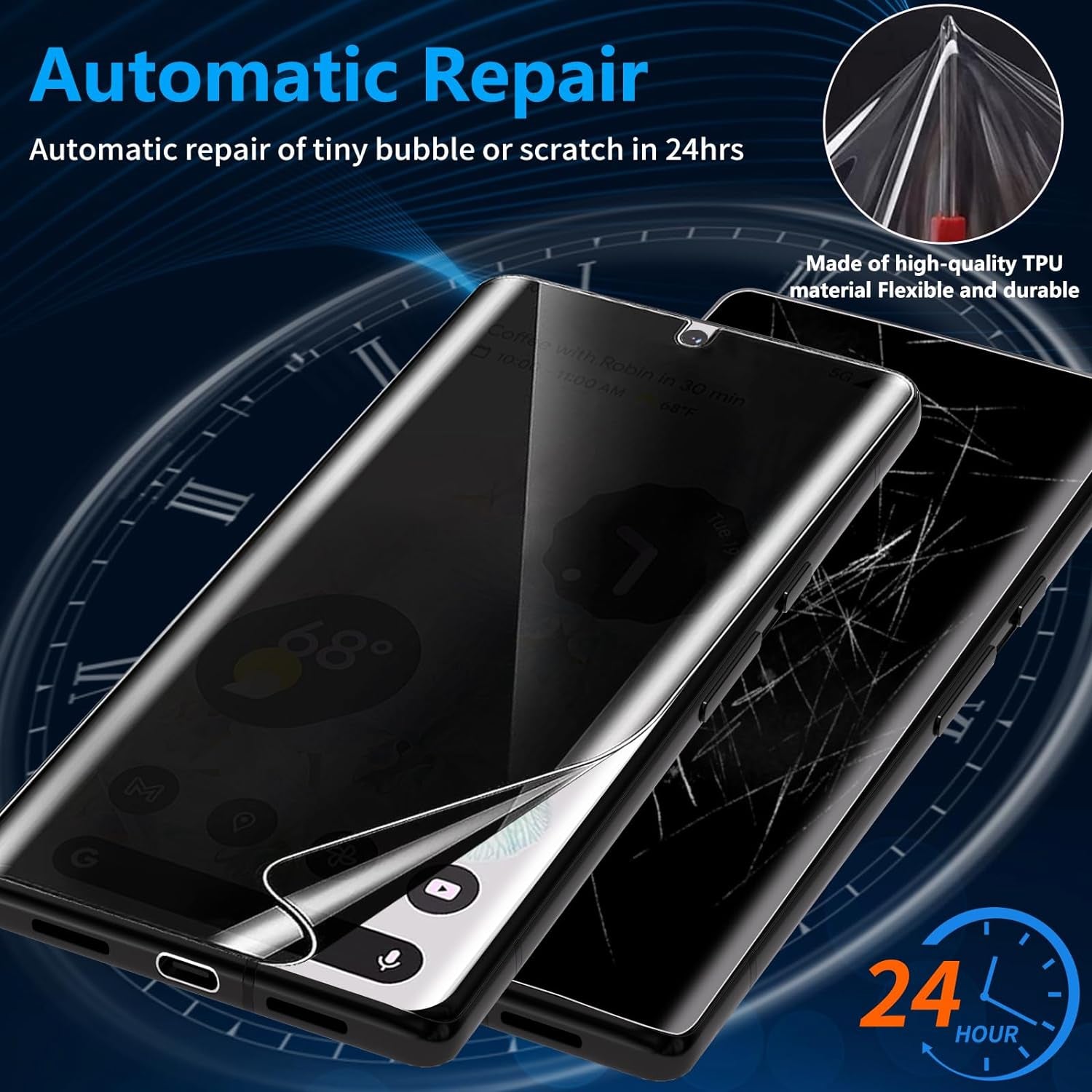 [2+1 Pack] for Google Pixel 6 Pro Privacy Screen Protector, Fingerprint Unlock, 3D Curved, HD Clear Anti-Spy Film for Google Pixel 6 Pro 5G Tempered Glass Camera Screen Protector  Arshek   