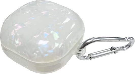 Fycyko Compatible with Samsung Galaxy Buds 2 Case/Galaxy Buds Pro Case/Galaxy Buds Live Case,Cute Sparkle Shell Pattern Shockproof Protective Cover Case with Keychain-White  Fycyko   