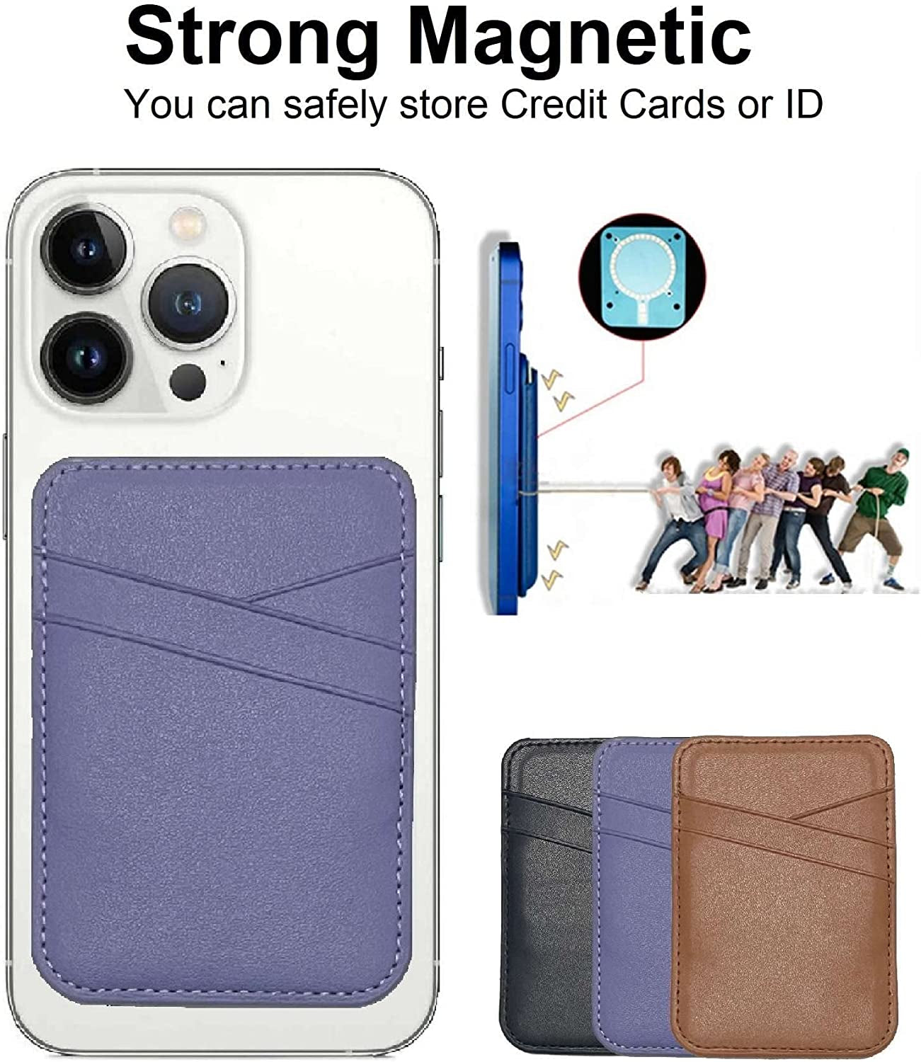 Magnetic 3 Card Slot Holder with Magsafe Wallet for Apple Iphone 14 Pro Max/14 Plus/14 Pro/14/13 Pro Max/13 Pro/13/13 Mini/12 Max/12/12 Pro/12 Mini, (Wisteria)  Tahamus   