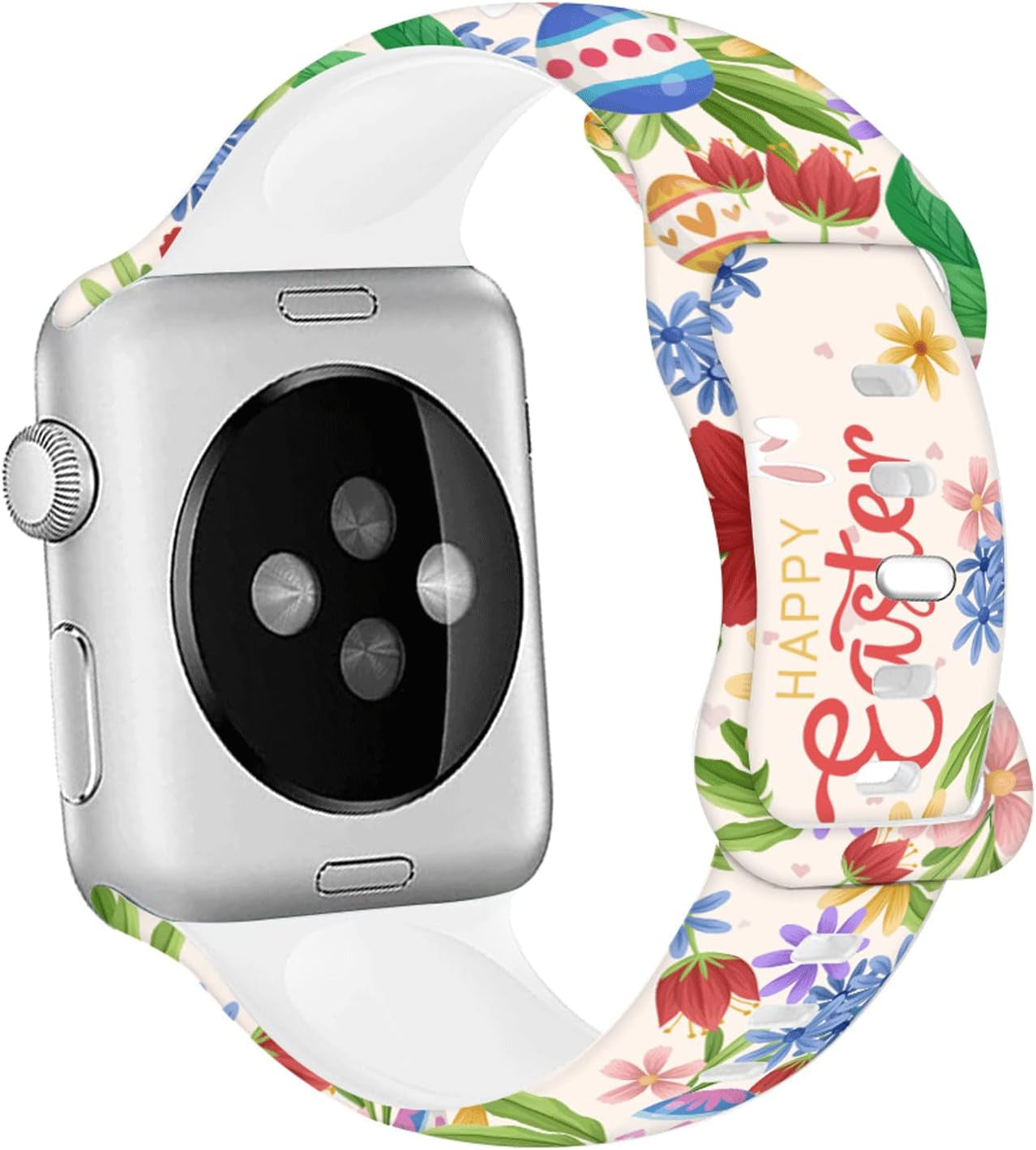 Hi-Yoohere Cute Easter Eggs Bunny Pattern Bands Compatible with Apple Watch 38Mm 40Mm 41Mm S/M, Kids Girls Women Adjustable Soft Silicone Wristband Strap for Iwatch SE & Series 7/6/5/4/3/2/1 (Color 5)  Hi-Yoohere   