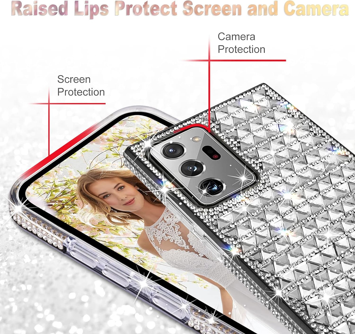 KANGHAR Galaxy Note 20 Ultra Case Bling,Glitter Samsung Note 20 Ultra Case Girly Girls Women Bling Rhinestone Sparkle Protective Cover Phone Case for Samsung Galaxy Note 20 Ultra-Sliver  KANGHAR   