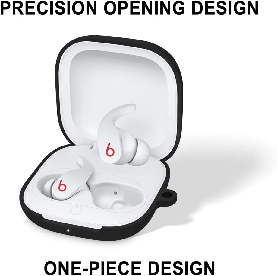 Geiomoo Silicone Carrying Case Compatible with Beats Fit Pro, Portable Scratch Shock Resistant Cover with Carabiner (Black)  Geiomoo   