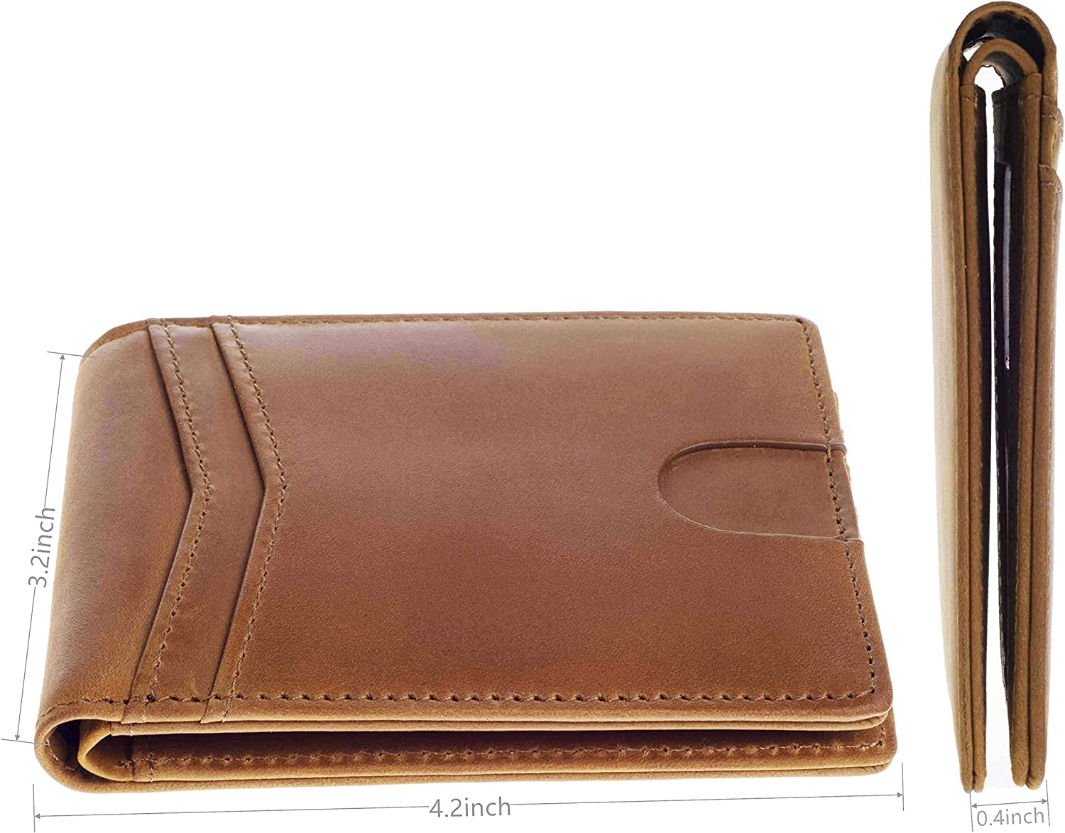 Airtag Wallet Case Leather Bifold Wallet for Air Tag GPS Tracker RFID Slim Front Pocket Wallet for Men (Leather Bifold Wallet)  Fundykee   