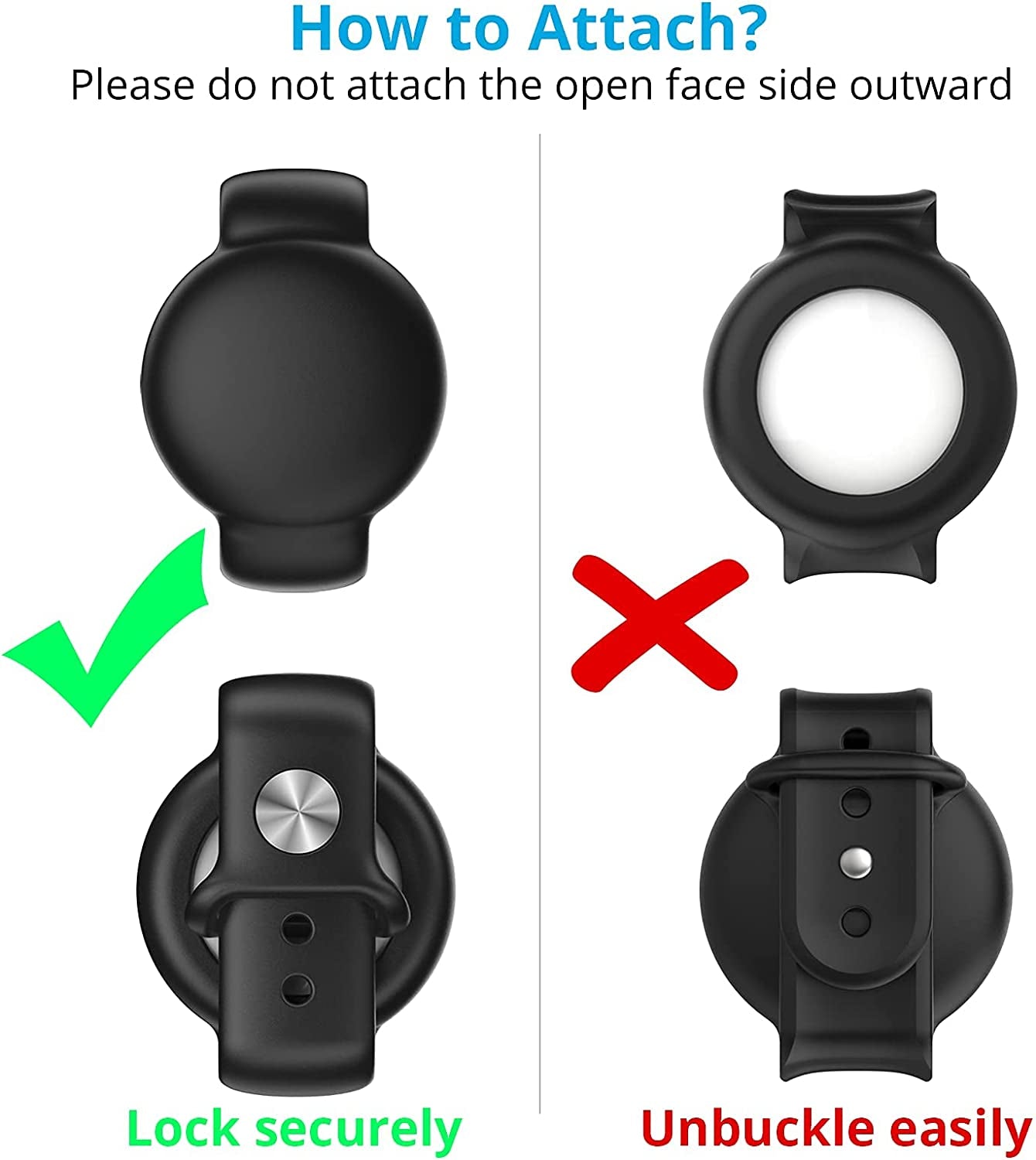 SUPMEGA Case for Airtag Dog Collar Holder, Flexible Silicone Cover with Adjustable Band Fits Pet Collars, Protective Anti-Scratch Case Compatible with Airtag 2021 - Black  SUPMEGA   