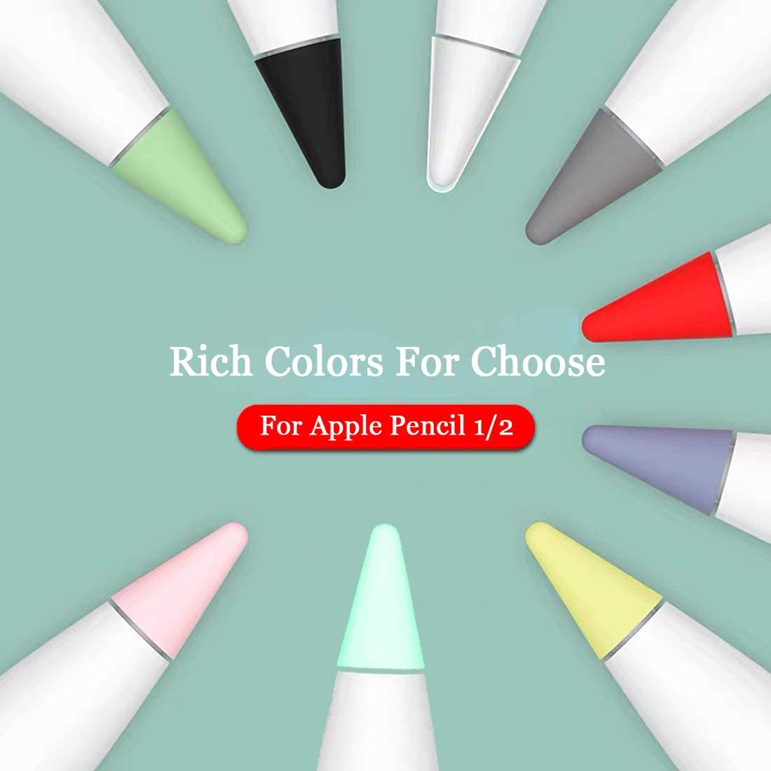 Happycover Compatible with Apple Pencil Tips, Professional Liquid Silicone Nibs Cover Replacement for 1St & 2Nd Gen, Writing Anti-Slip Protective Case for Apple Ipad Pencil. (Black)  ZSHK   