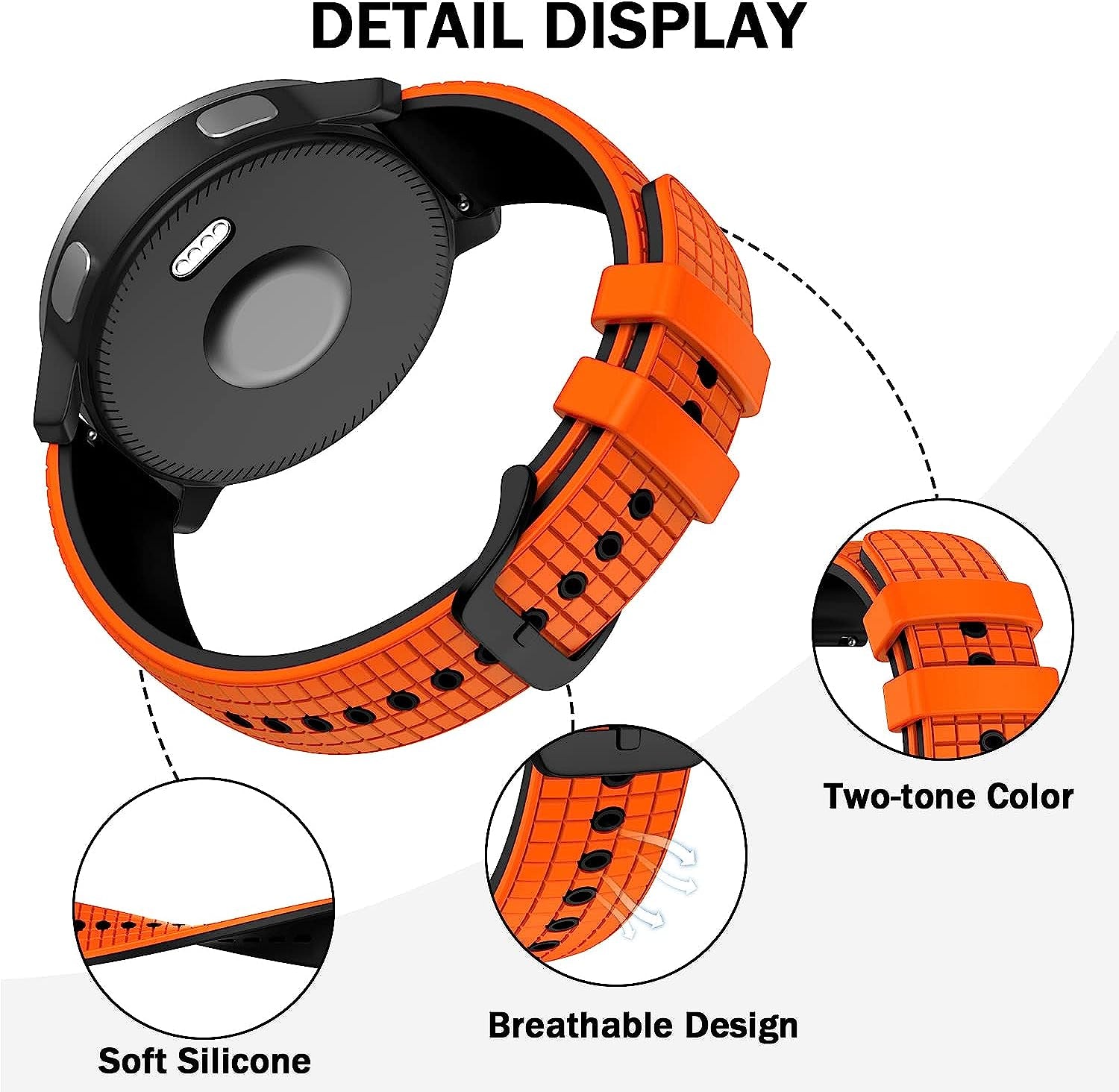 ISABAKE Watch Band for Compatible with Garmin Vivoactive 4/ Samsung Galaxy Watch 46Mm, 22Mm Silicone Bands for Ticwatch Pro S2//E2/Venu 2/Samsung Gear S3 Classic/Samsung Gear S3 Frontier/ Huawei GT Smartwatch  Isabake   