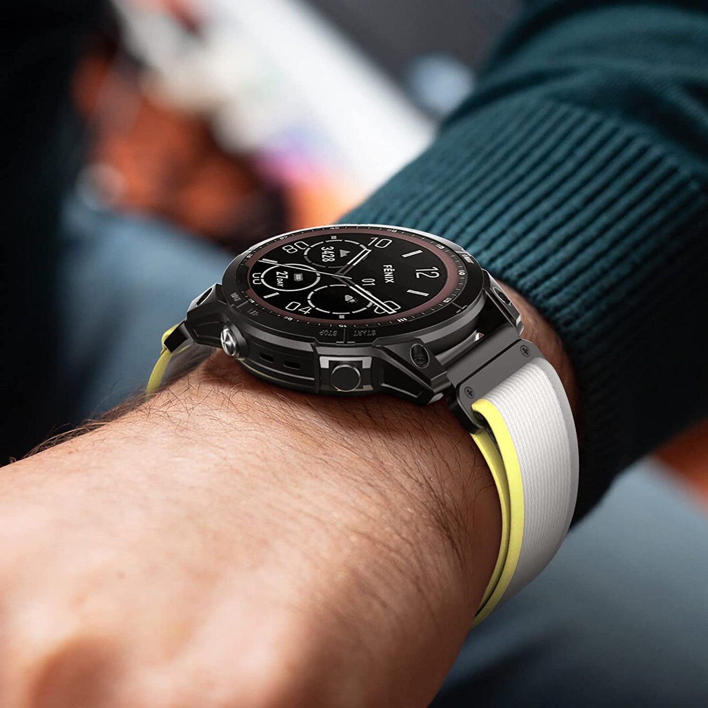 ANCOOL Fenix 7X/6X/5X Band, 26Mm Easy Fit Nylon Straps Compatible for Garmin Fenix 3/5X Plus/6X Pro/Tactix Delta/Enduro 2 Bands（Yellow/White）  ANCOOL   