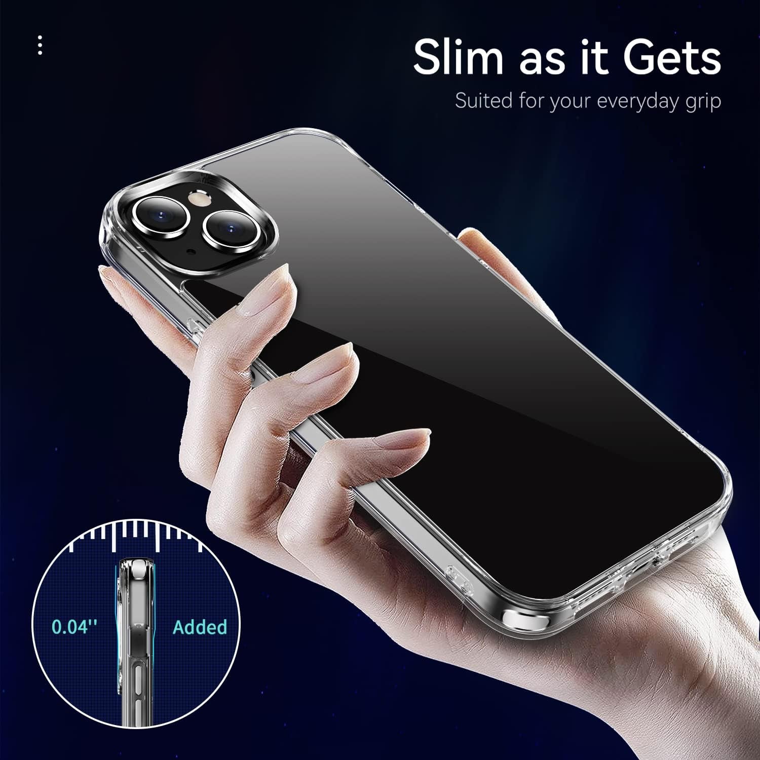 Jjgoo Compatible with Iphone 14 plus Case Clear, Non-Yellowing Shockproof Phone Case for Apple Iphone 14 Plus, Slim Anti-Scratch Hard PC Back Protective Cover Bumper 2022  JJGoo   