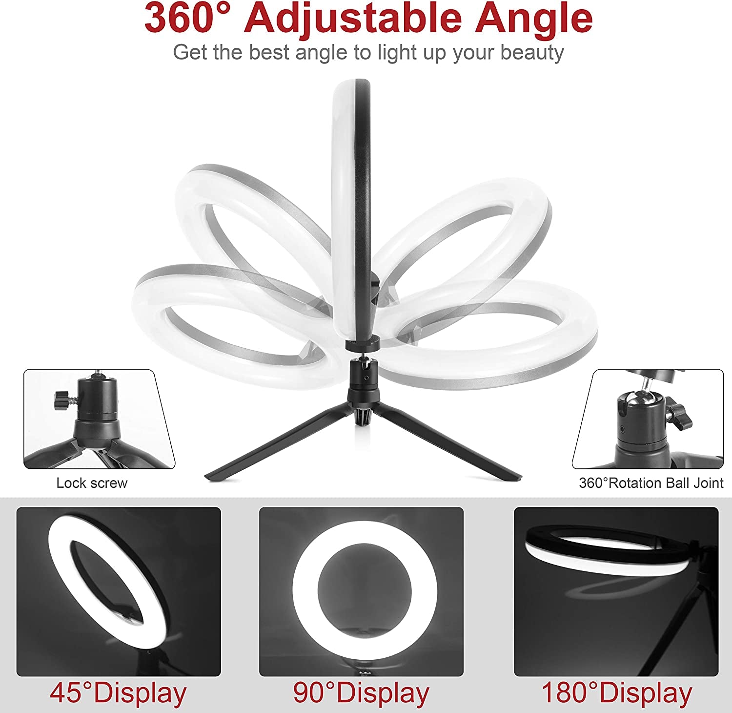 8'' RGBW Led Ring Light with Tripod Stand - Selfie Ring Light with Cellphone Holder for Online Teaching/Tiktok/Live Stream/Photography/Makeup Compatible with Iphone X/XR/XS Samsung/Pixel  THECOSKY   