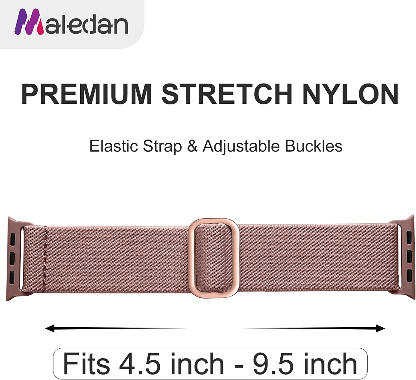 Maledan 10 Pack Stretchy Solo Loop Compatible with Apple Watch Band 38Mm 40Mm 41Mm 42Mm 44Mm 45Mm 49Mm Women Men, Soft Nylon Elastic Braided Strap Wristbands for Iwatch Series Ultra/8/7/6/5/4/3/2/1/Se  Maledan   