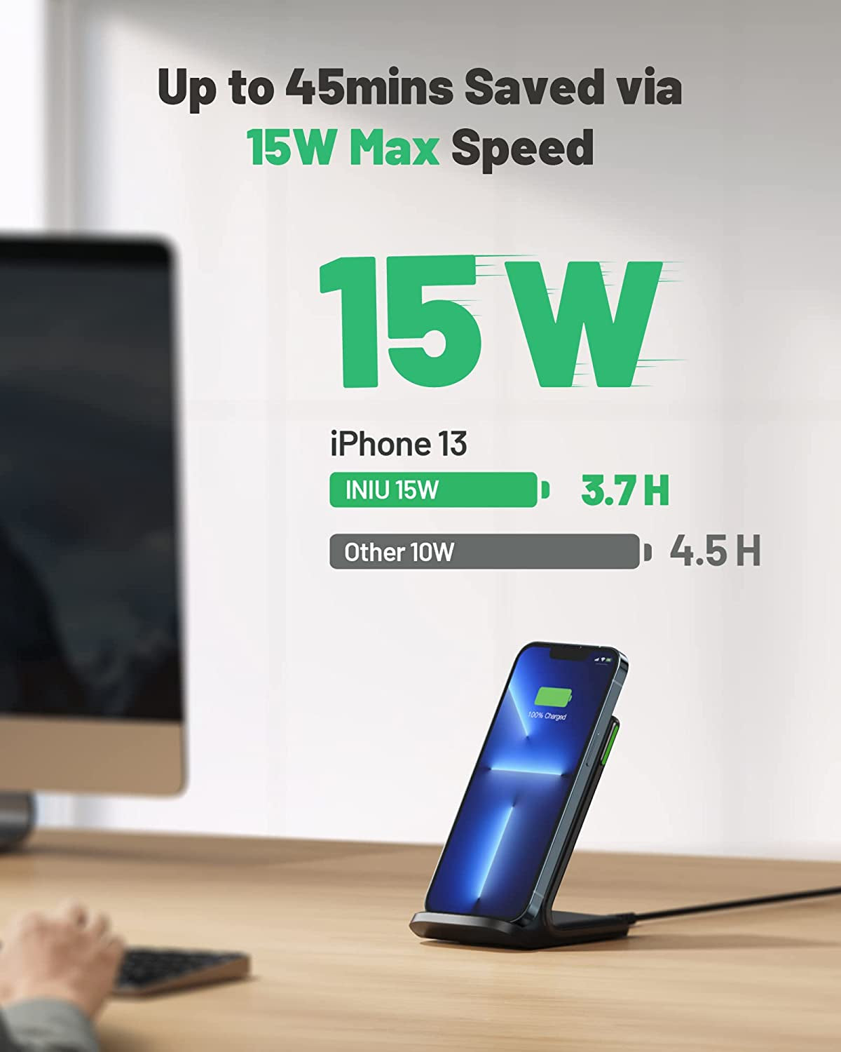 INIU Wireless Charger, 15W Fast Wireless Charging Station with Sleep-Friendly Adaptive Light Compatible with Iphone 14 13 12 Pro XR XS 8 plus Samsung Galaxy S23 S22 S21 S20 Note 20 10 Google LG Etc  Shenzhen Topstar Industry Co.,Ltd.   