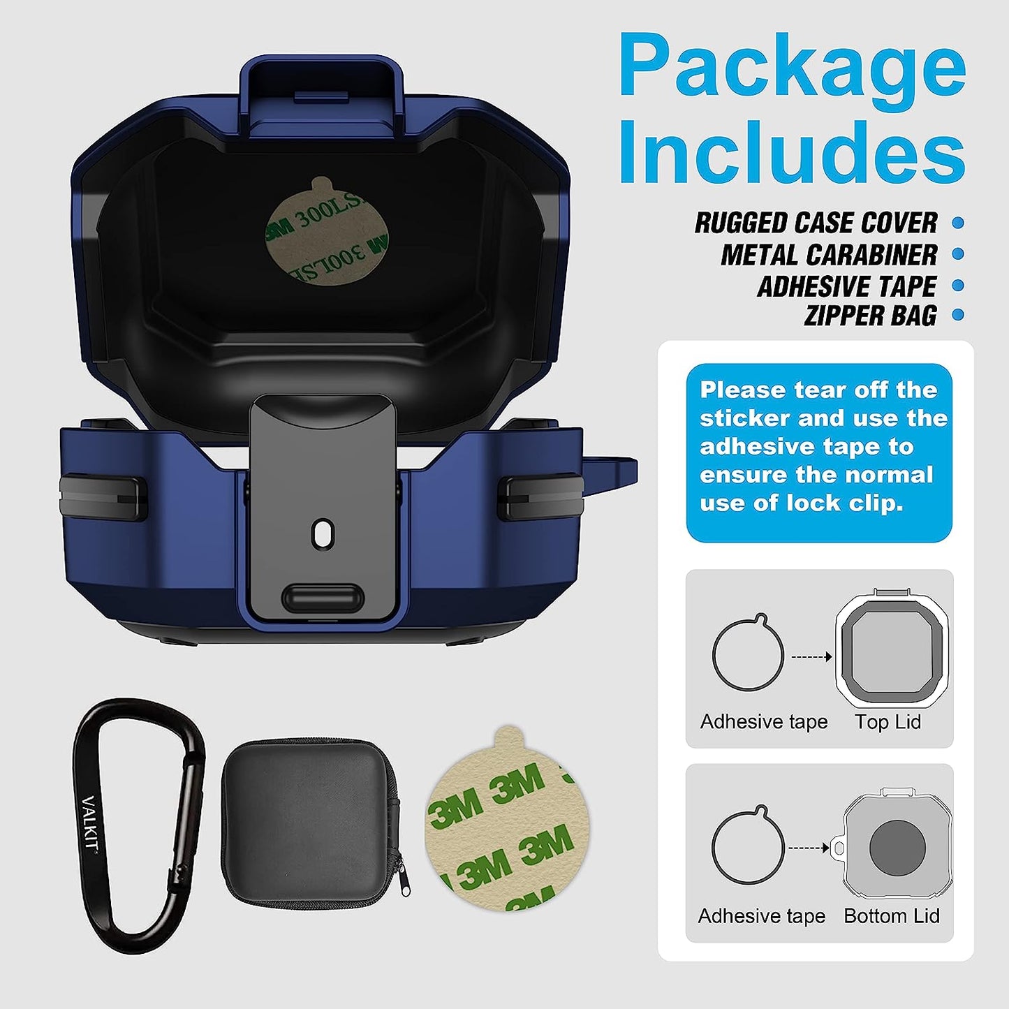 Valkit Compatible Galaxy Buds 2 Pro/Galaxy Buds 2/Galaxy Buds Pro/Buds Live Case with Lock, Full Body Protective Case for Men Women Shockproof Skin Cover for Samsung Earbuds with Keychain,Blue  VKT   