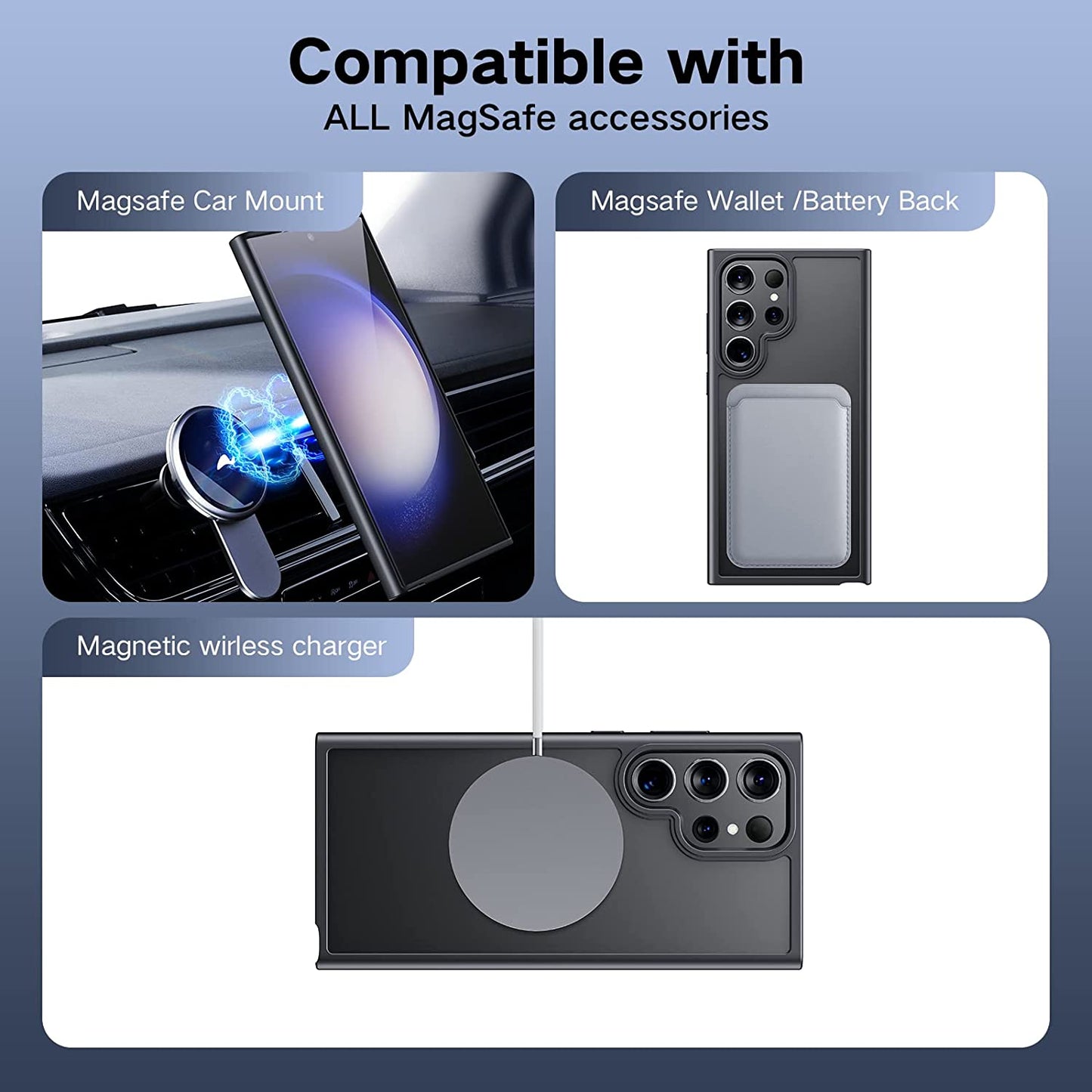 ANNGELAS Magnetic Phone Case Compatible with Samsung Galaxy S23 – Shockproof Cell Phone Case Works with Wireless Charging, Magsafe Card Wallet – Sleek Protective Case – Matte Black  ANNGELAS   